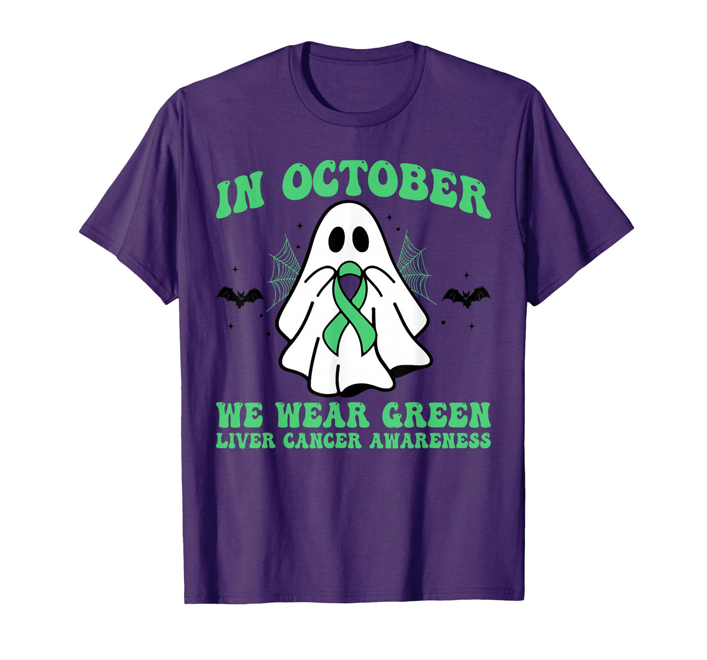 In October We Wear Green Liver Cancer Awareness Halloween T-Shirt