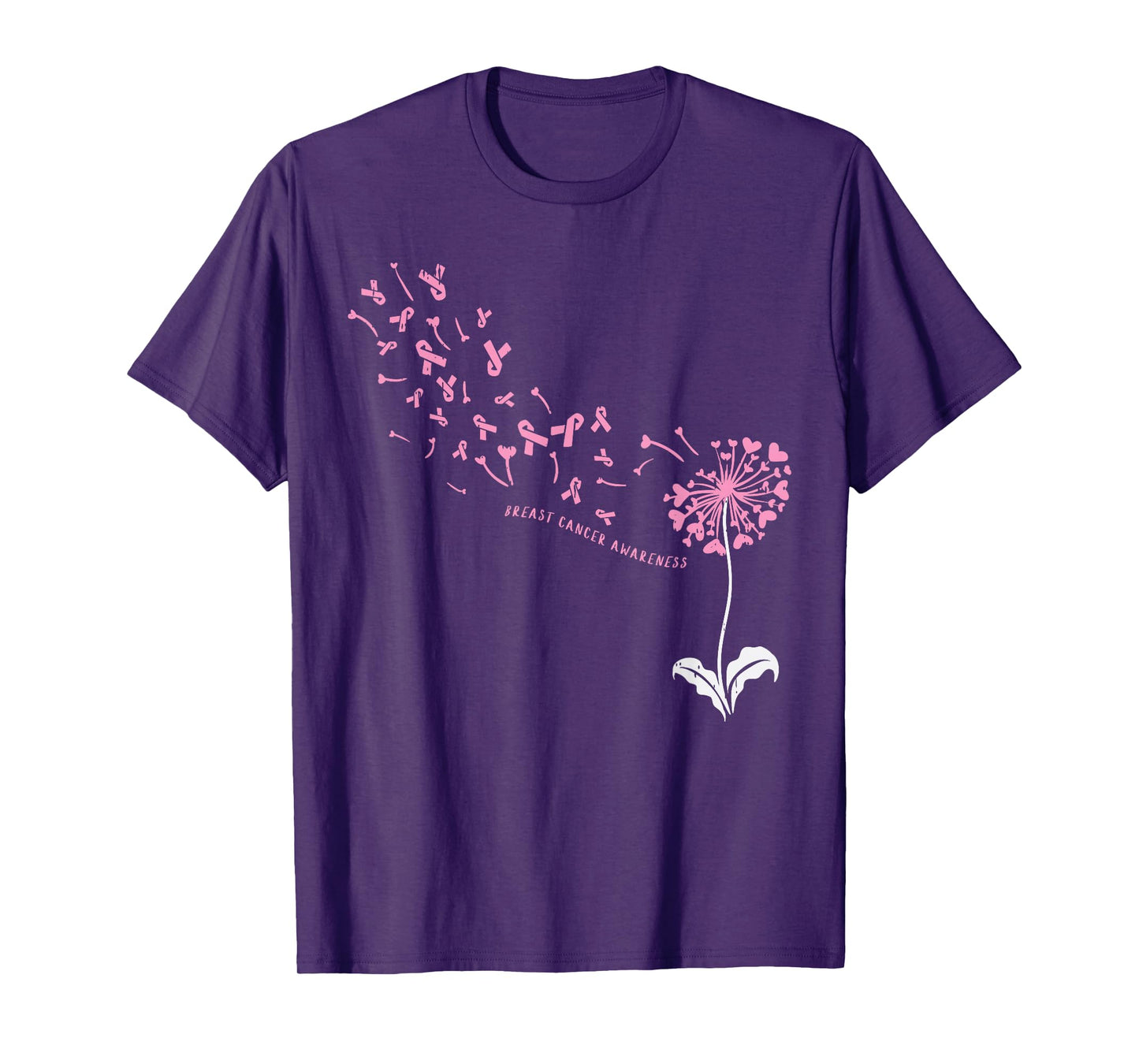 Dandelion Breast Cancer Awareness Pink Ribbon Support Gift T-Shirt