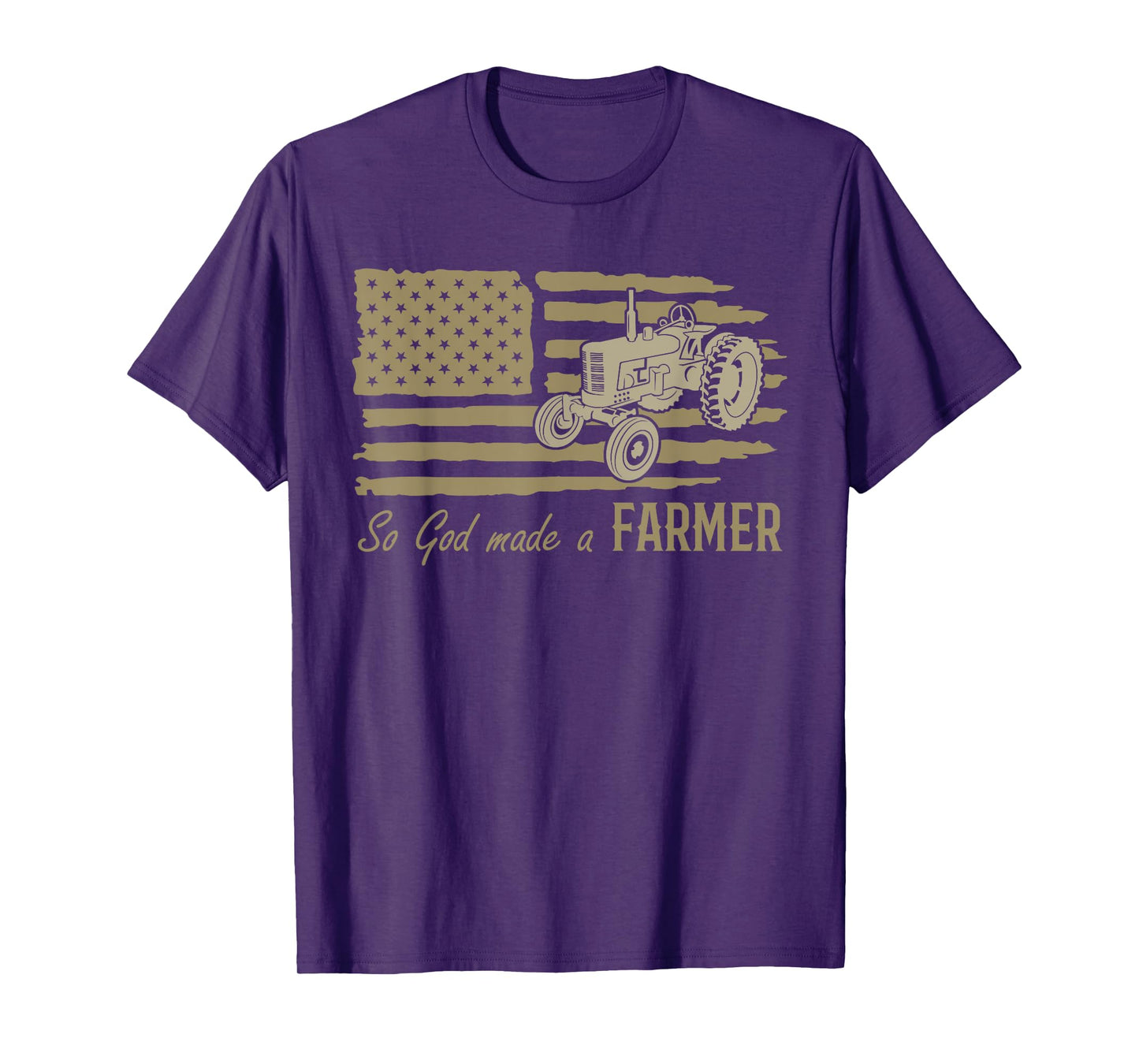 USA Patriotic American Flag Tractor So God Made A Farmer T-Shirt
