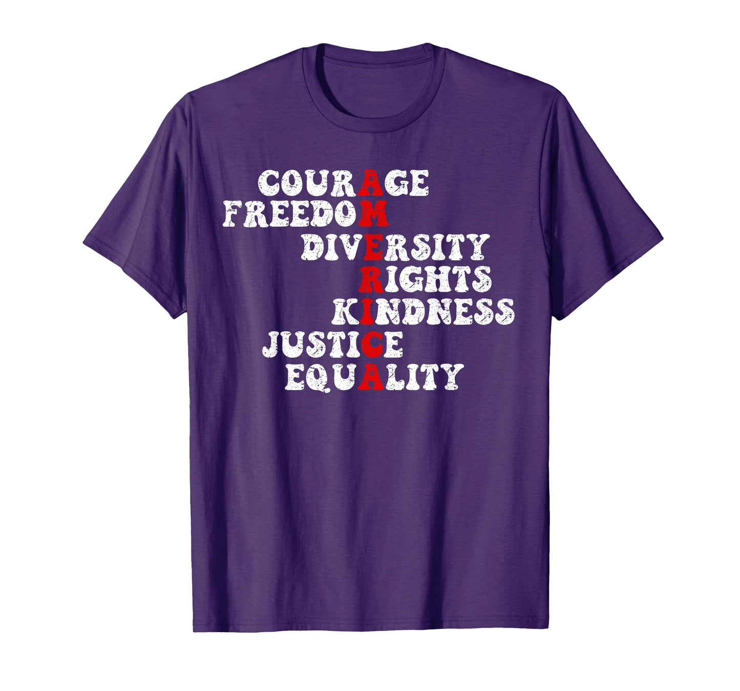 Courage Freedom Diversity Rights Kindness Justice Equality T-Shirt