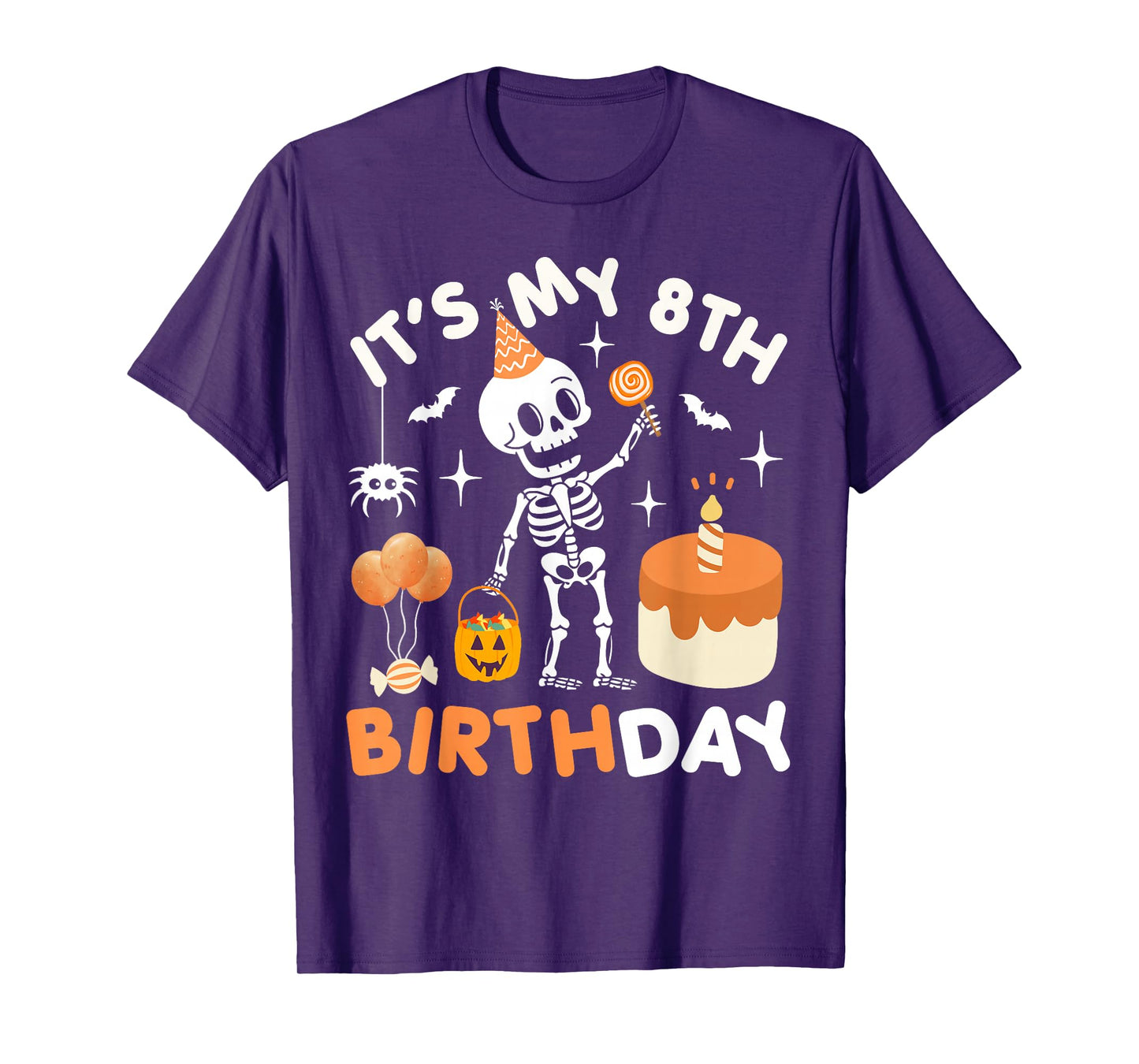 It's My 8th Birthday-Funny Halloween Skeleton Birthday 8 Boy T-Shirt