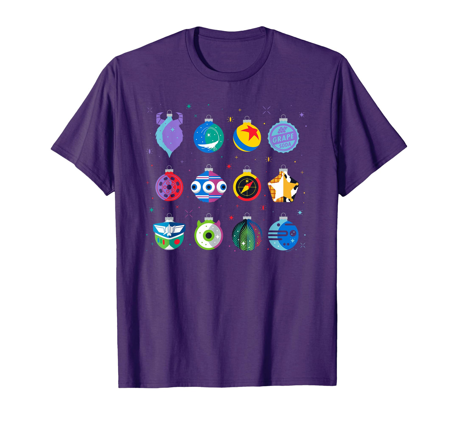 Disney and Pixar Christmas 12 Holiday Character Ornaments T-Shirt