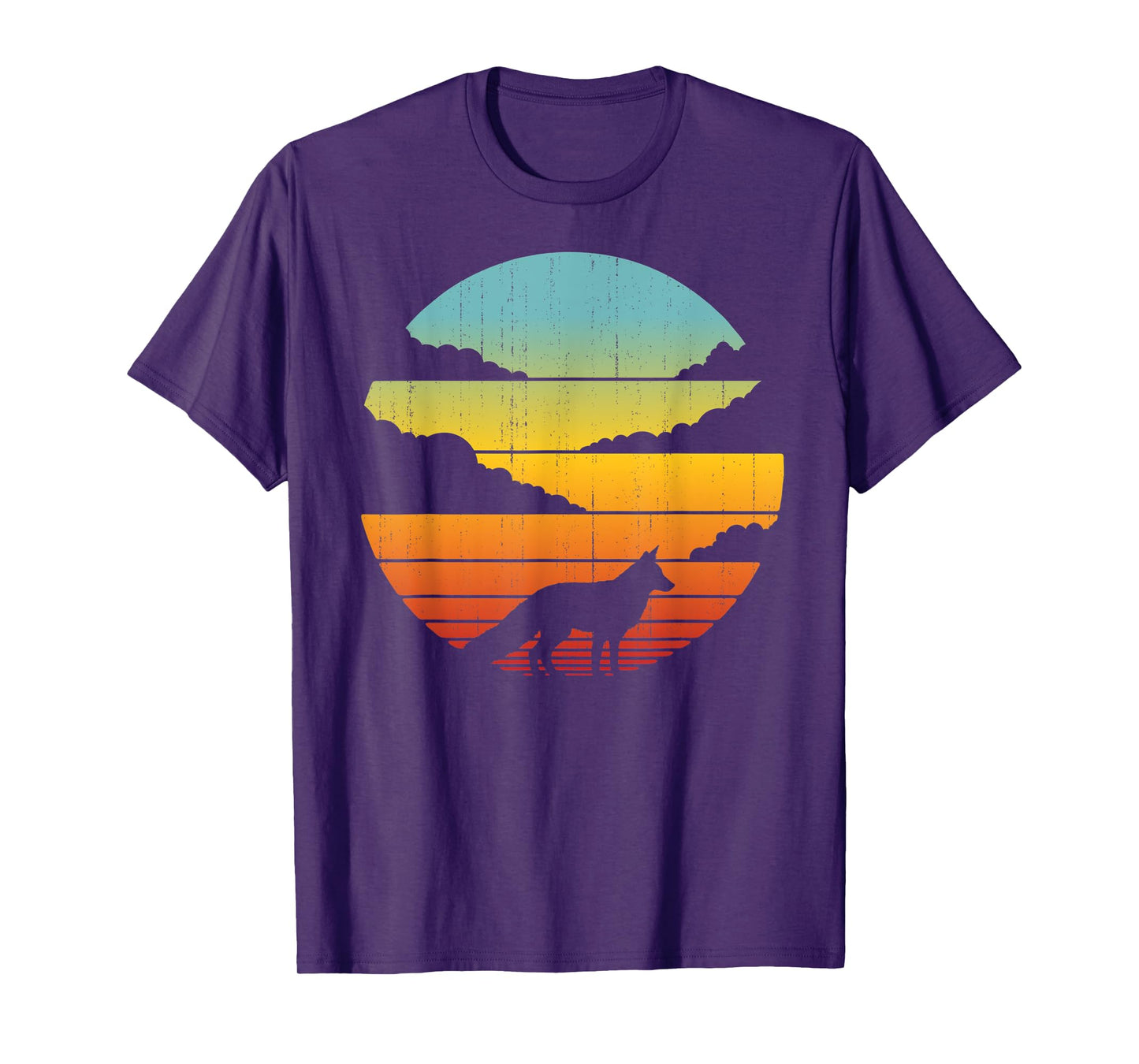 Fox Retro Vintage 60s 70s Sunset Mammal Animal Lovers Men T-Shirt