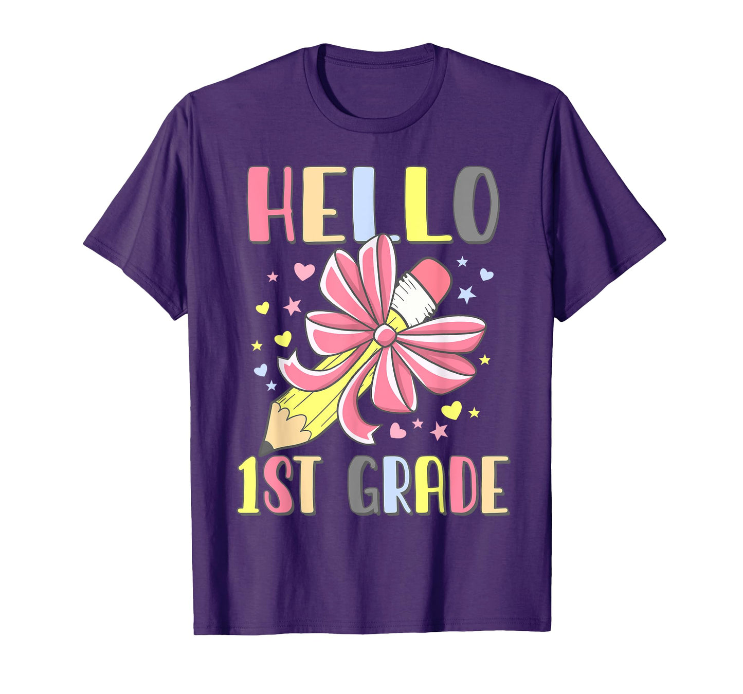 Hello First Grade Girl Coquette Bow Back To School 1st Grade T-Shirt