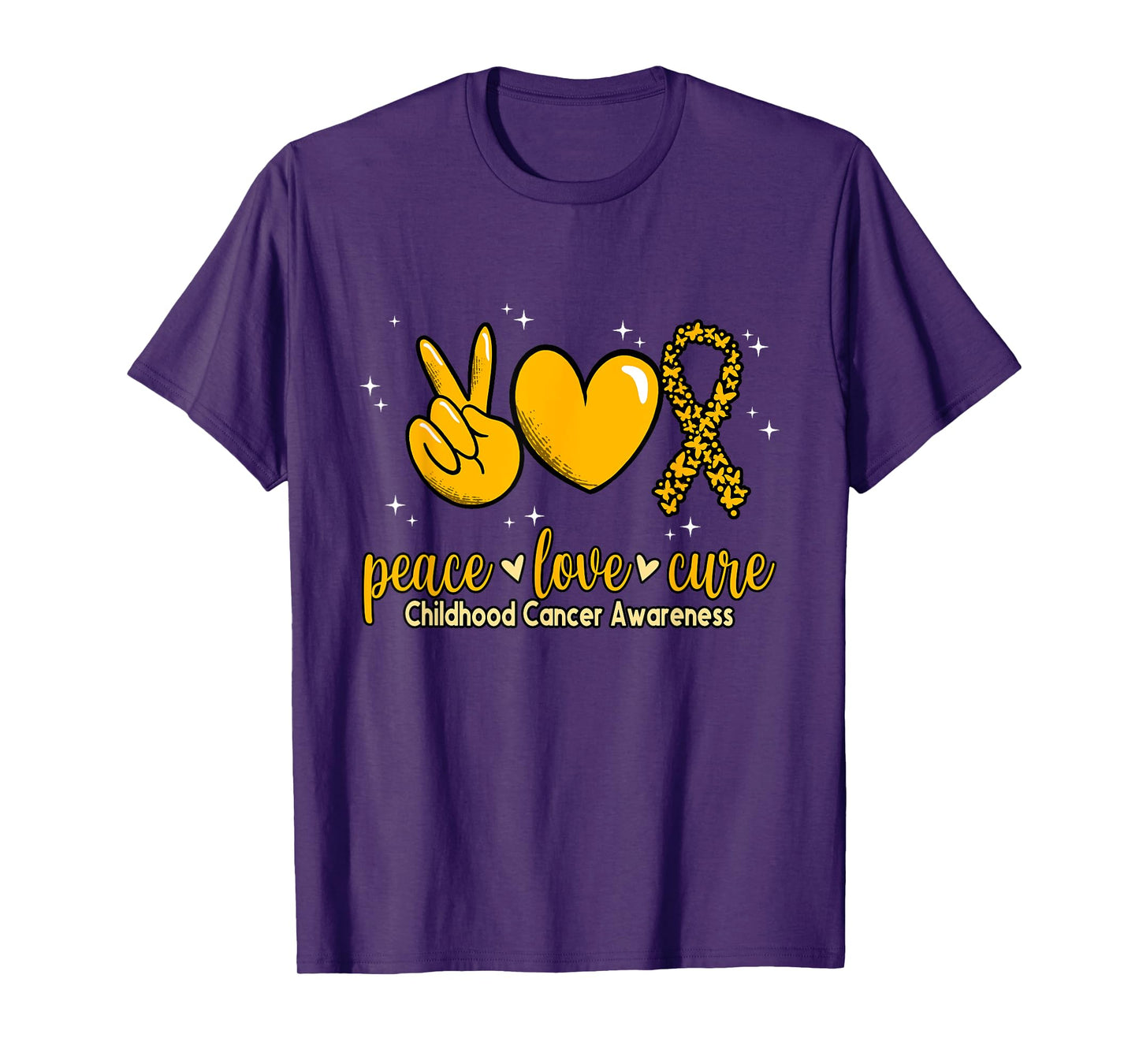 Childhood Cancer Awareness Peace Love Cure Childhood Cancer T-Shirt