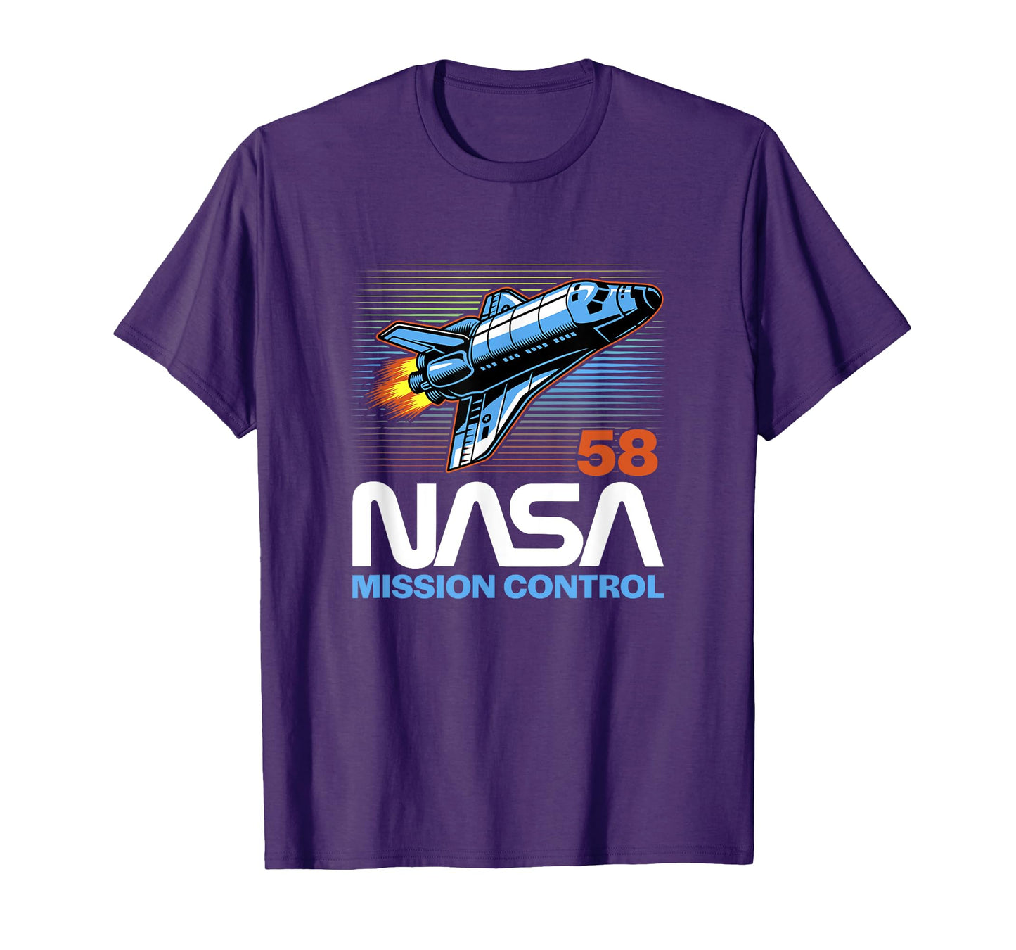 NASA Vintage Retro 58 Mission Control Shuttle Stripe Poster T-Shirt