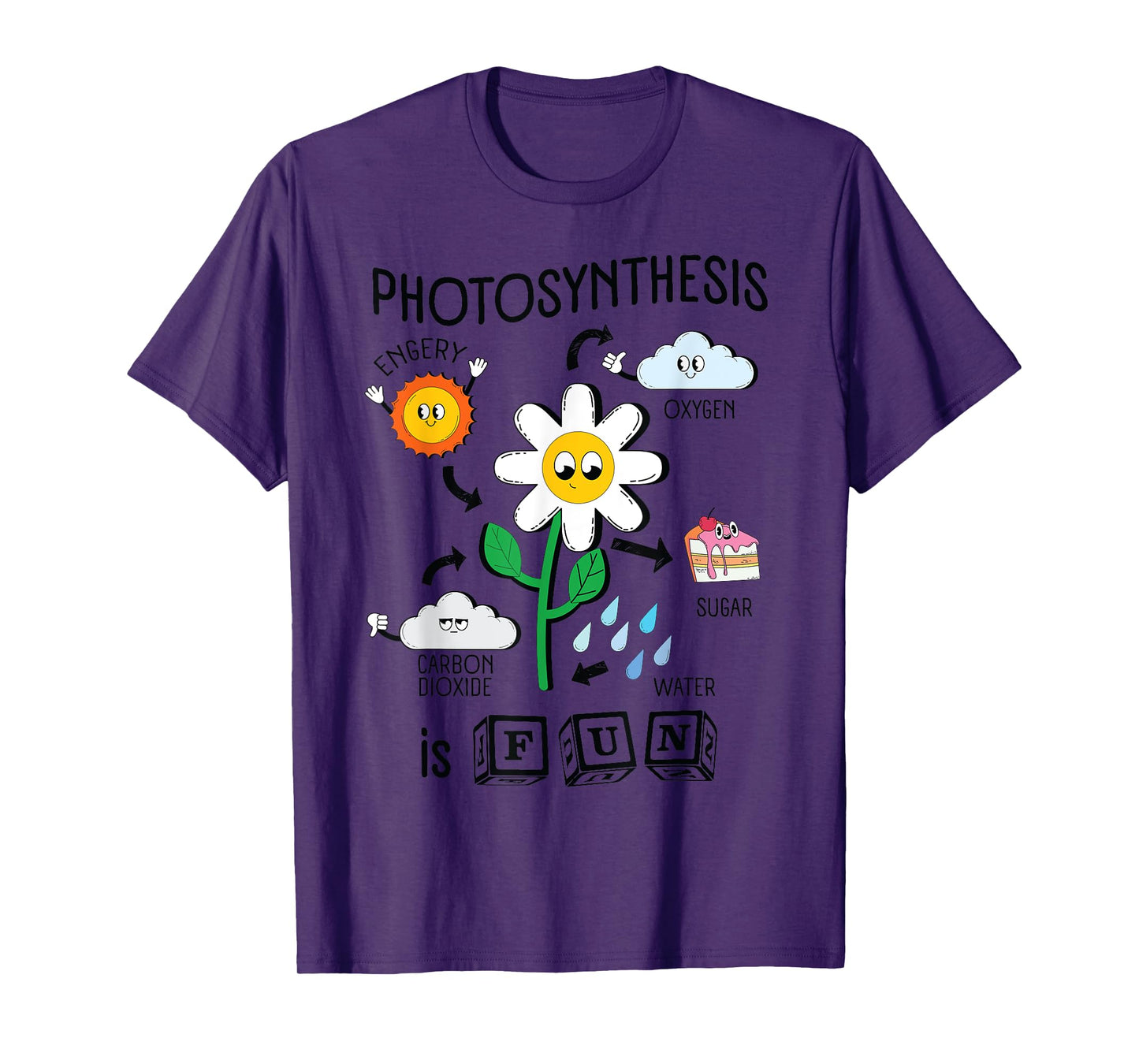 Photosynthesis is Fun Cartoon Plants Teacher Graphic Tees Men Women Girls Kids T-Shirt