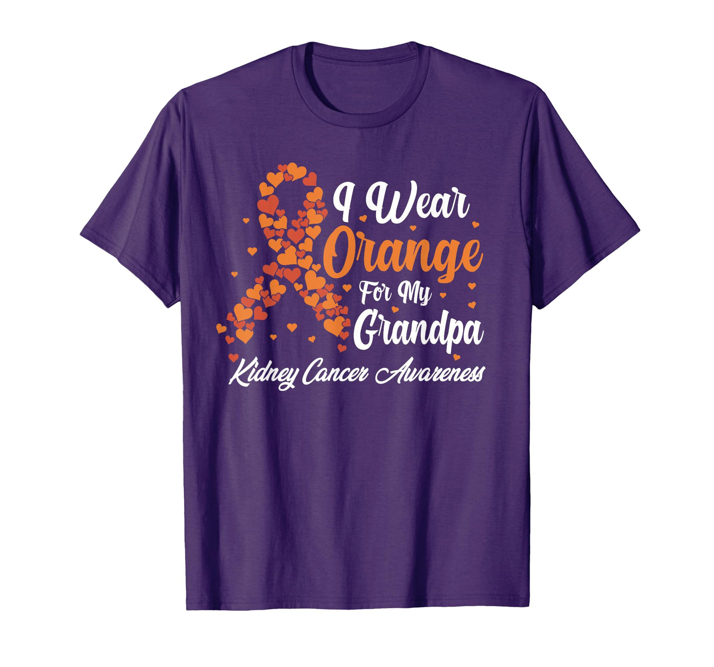 Kidney Cancer Awareness Month Grandpa Support Orange Ribbon T-Shirt