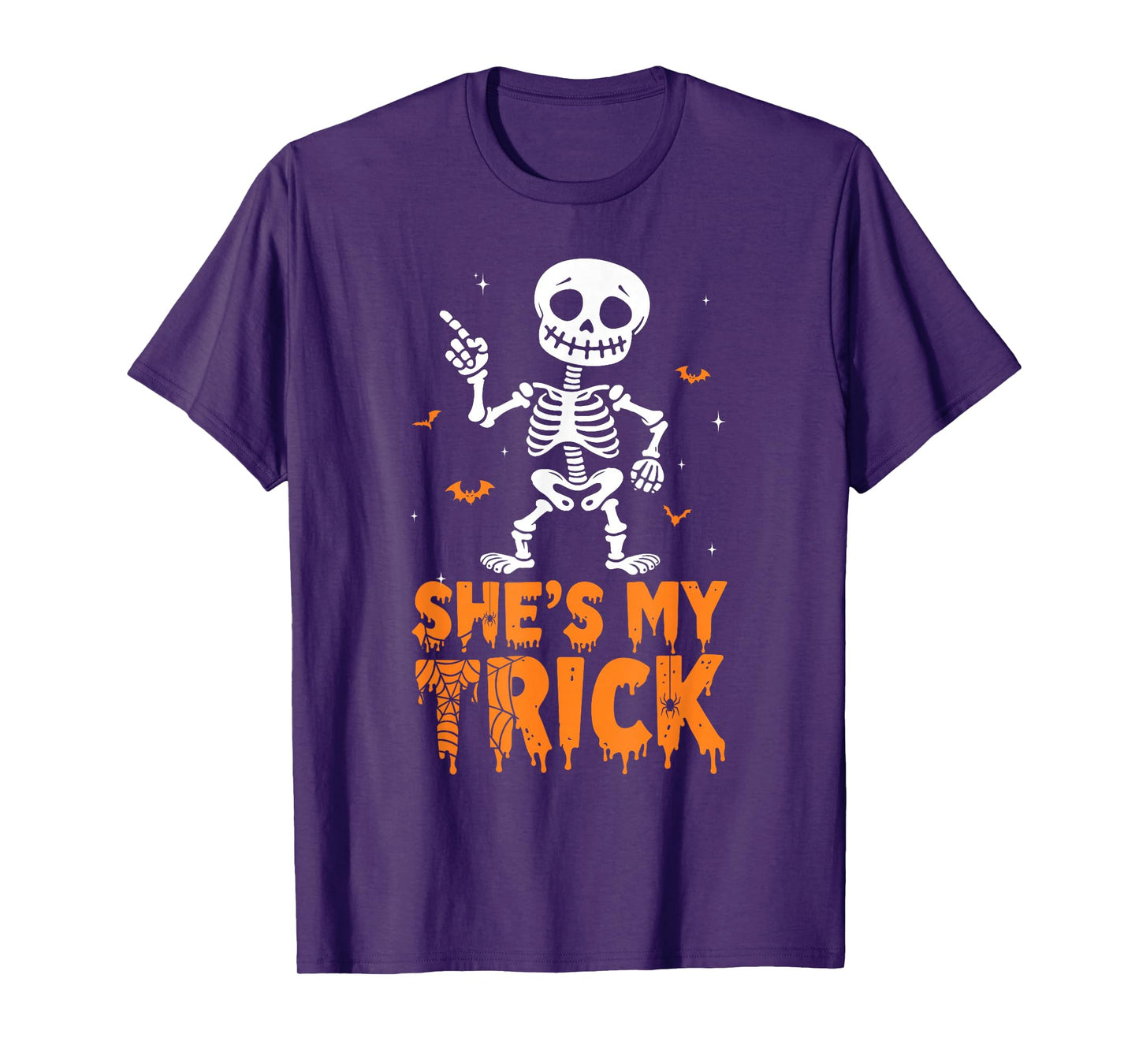 She's My Trick Skeleton Couples Matching Halloween Costume T-Shirt