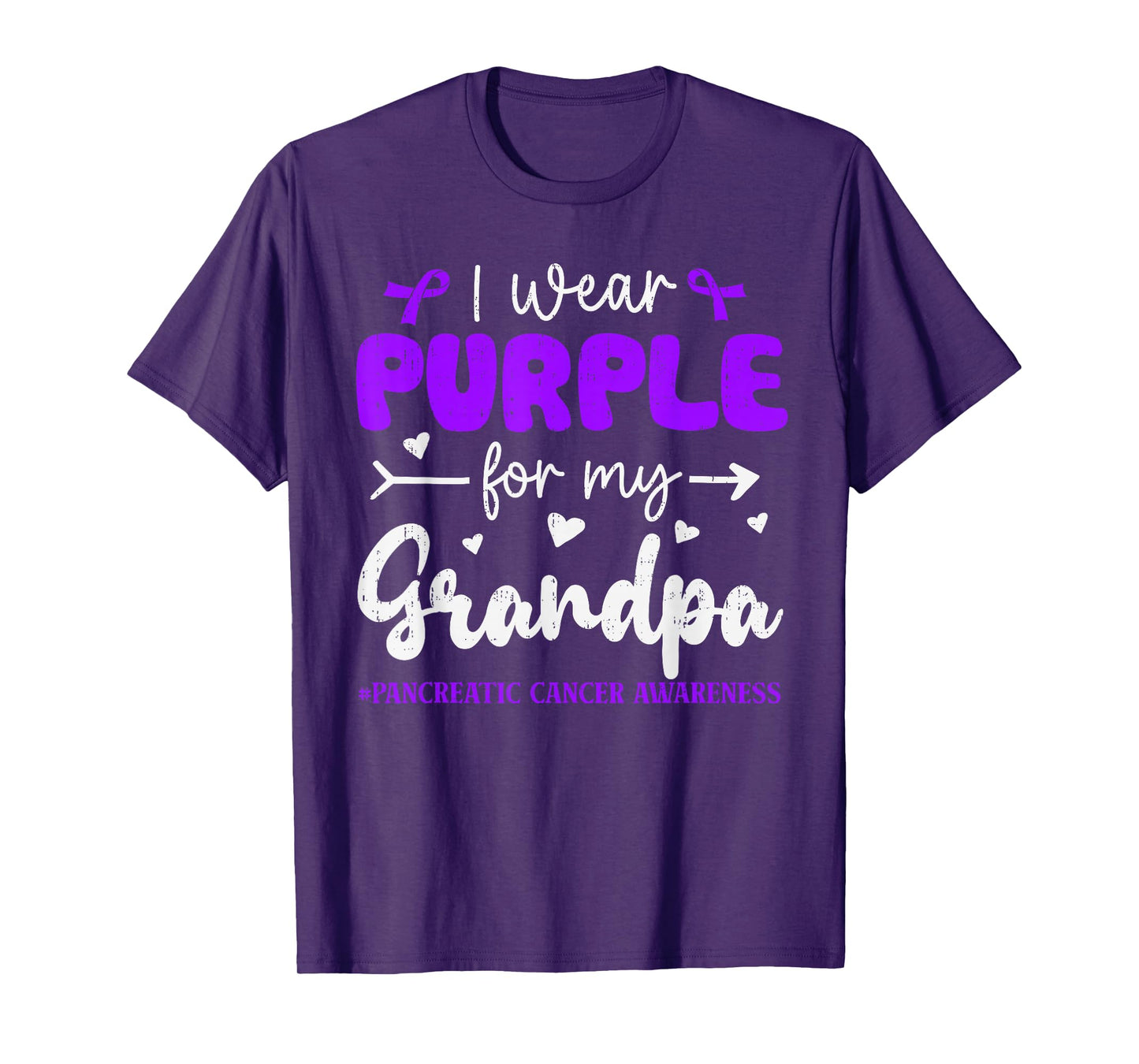I Wear Purple for Grandpa Pancreatic Cancer Awareness Family T-Shirt