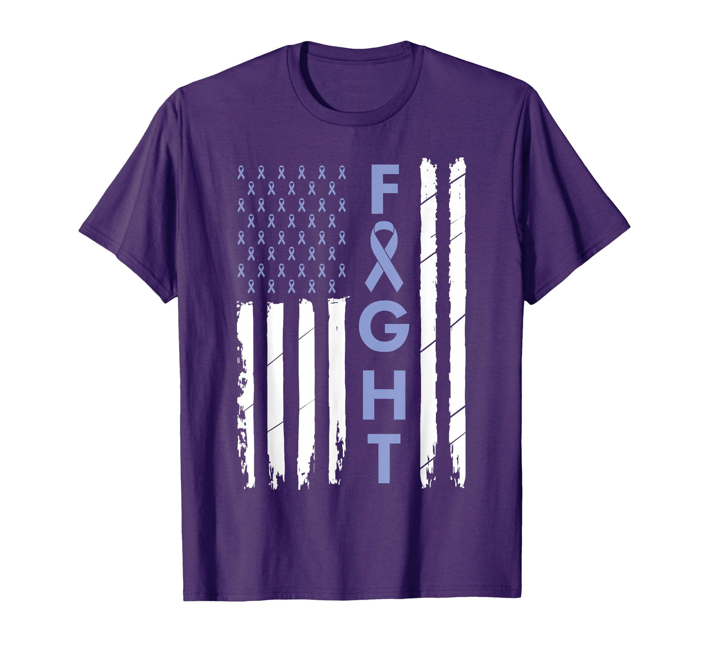 Esophageal Cancer Awareness Gifts Co. Purple Periwinkle Ribbon Cancer Awareness T-Shirt - Women's Unisex-Adults Classic Fit Crew Neck Short Sleeve T-Shirt - Black - Small