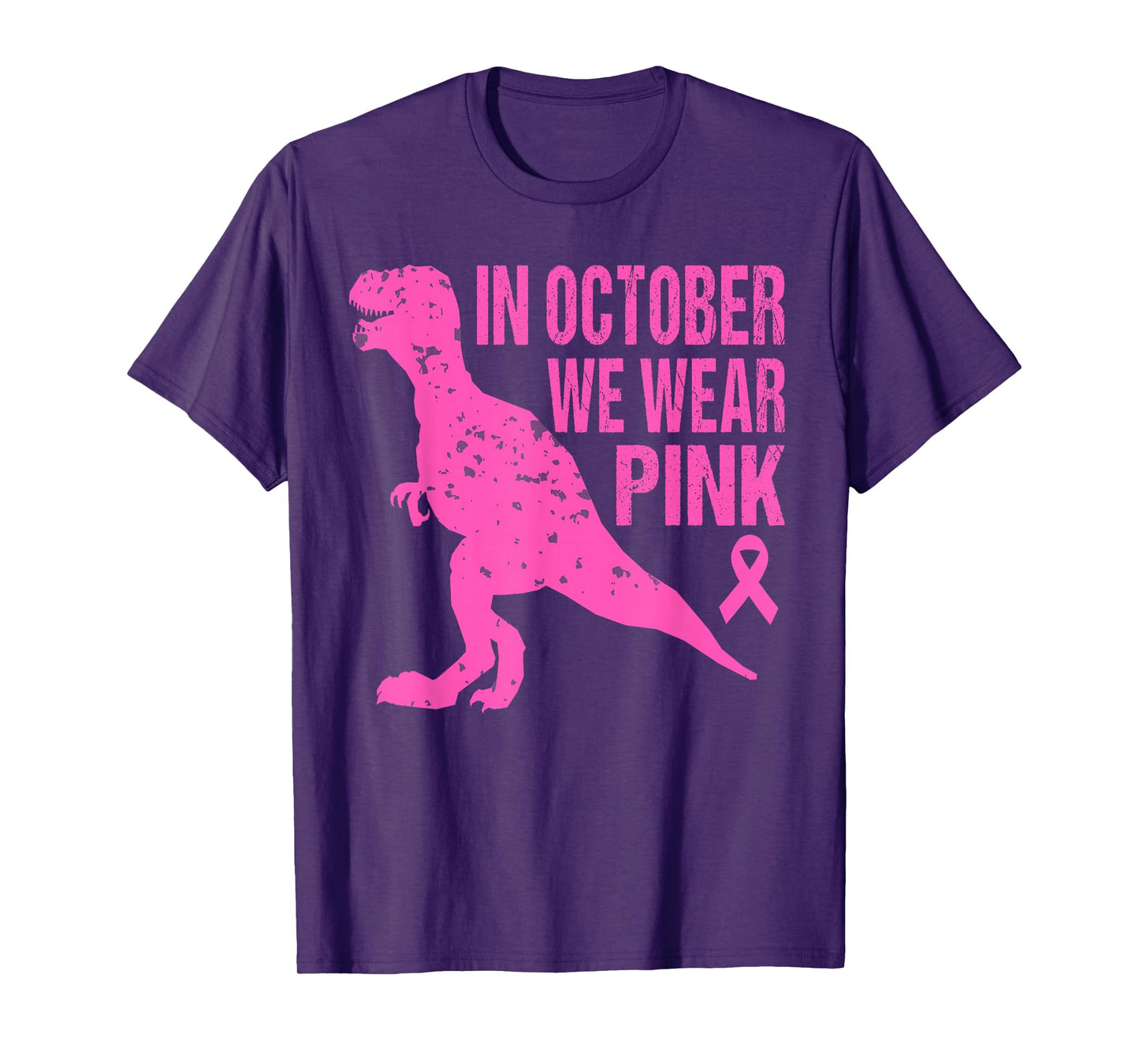 In October We Wear Pink Breast Cancer Trex Dino Kids Toddler T-Shirt