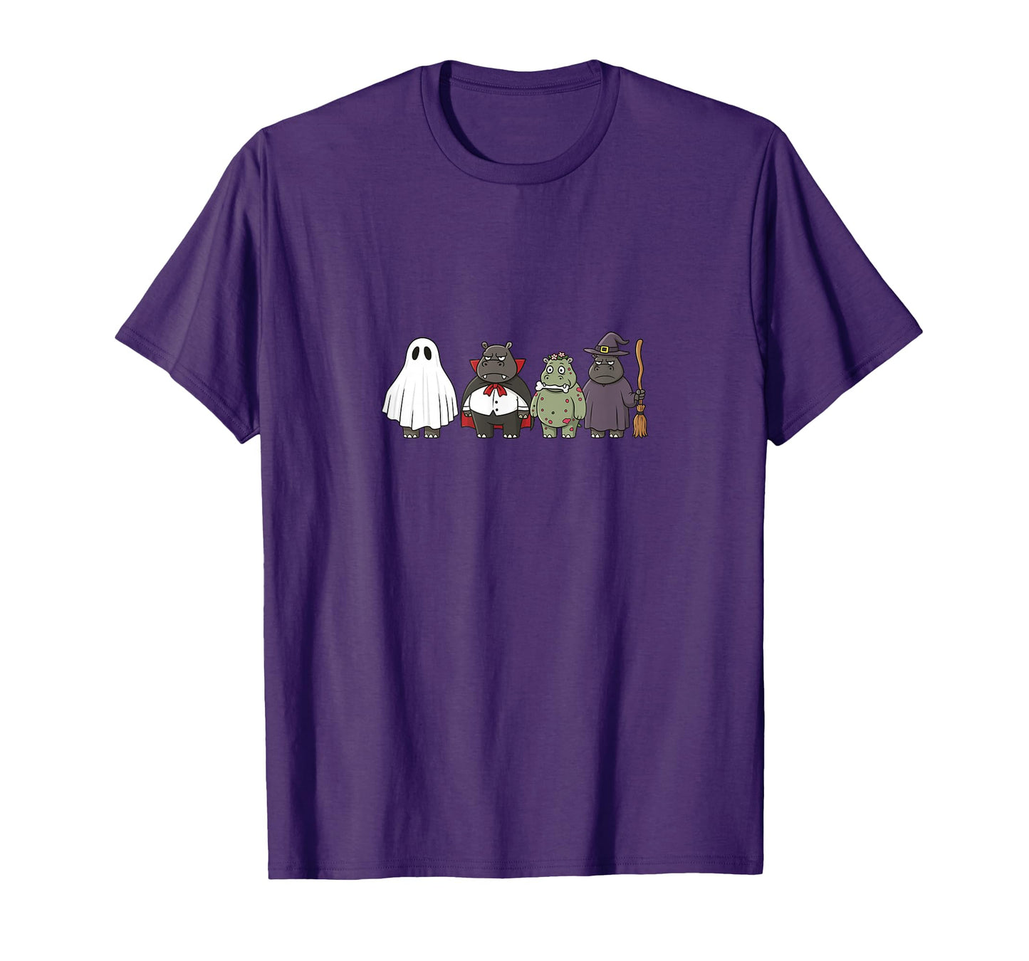 Funny Hippo Ghost Witch Zombie Halloween T-Shirt