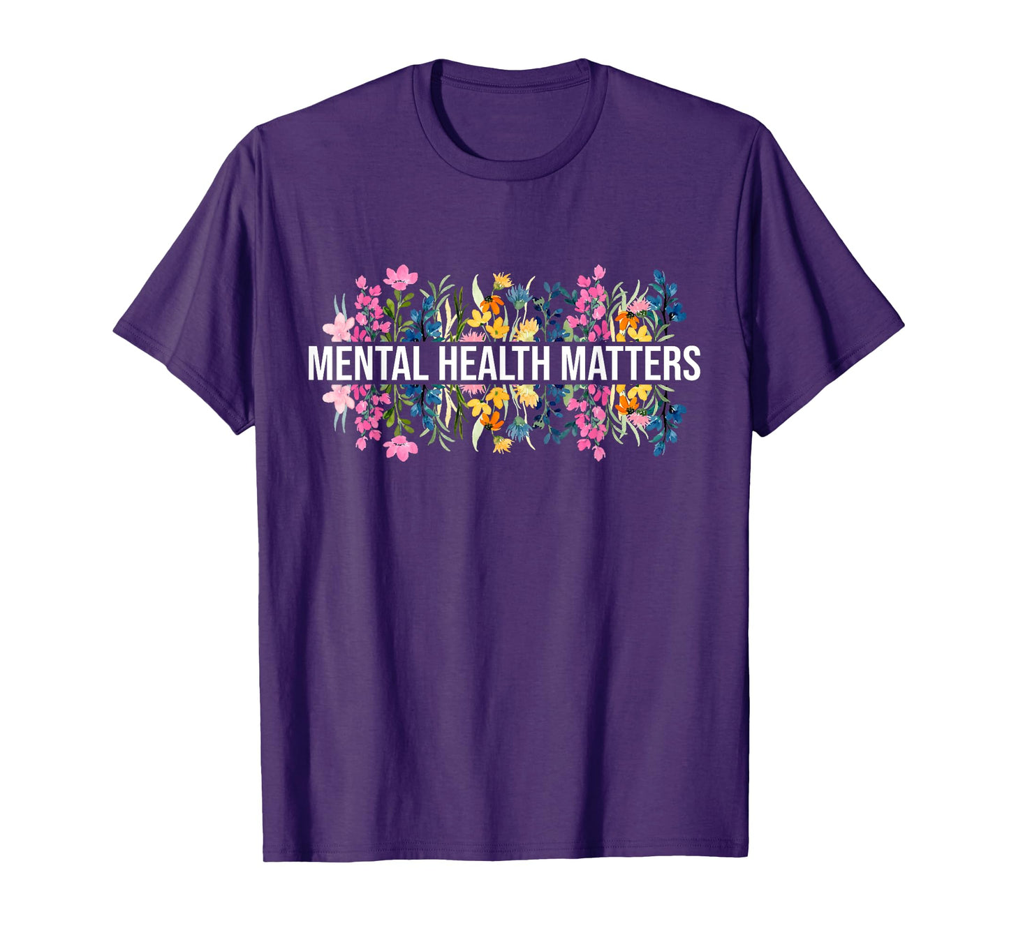 Vintage Wildflower Mental Health Matters Awareness Month T-Shirt
