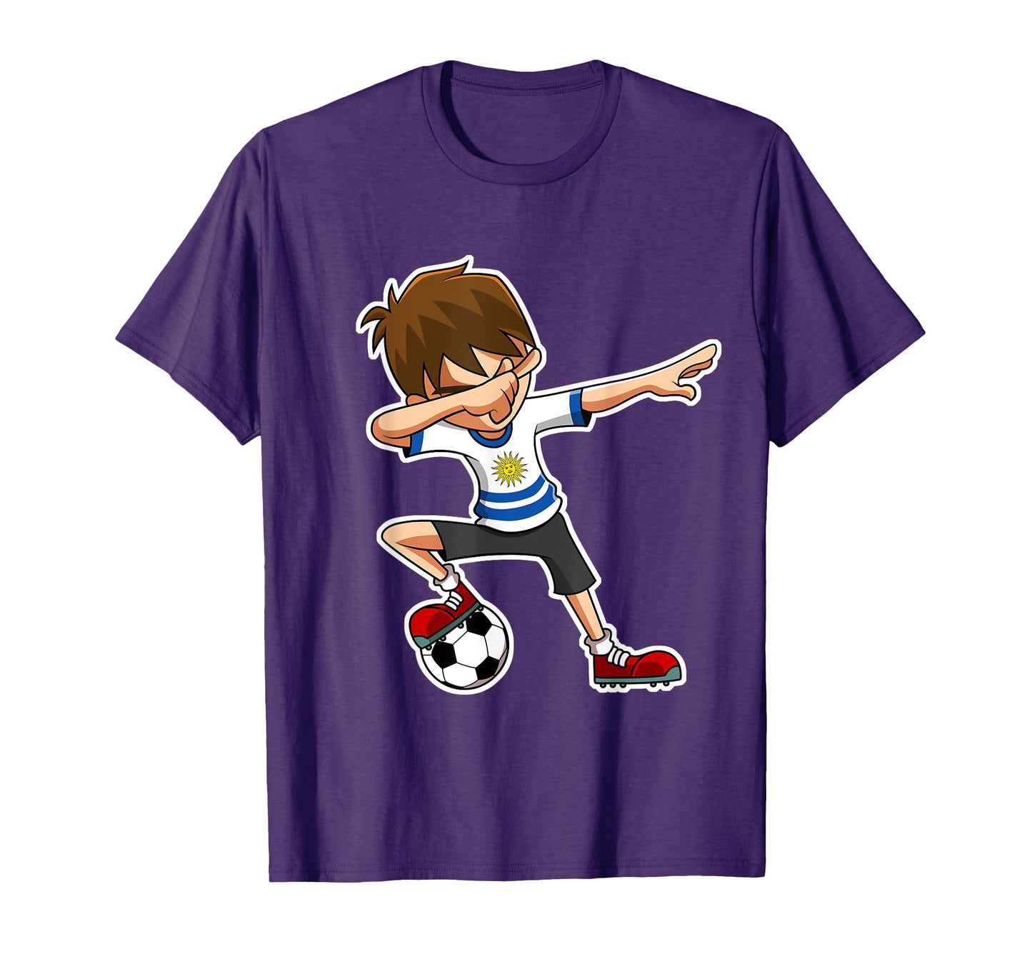 Dabbing Soccer Boy Uruguay Jersey, Uruguayan Kids Dab Gifts T-Shirt