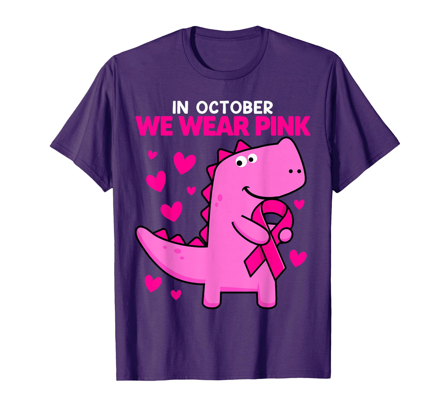 In October We Wear Pink Dinosaur T Rex Breast Cancer Toddler T-Shirt