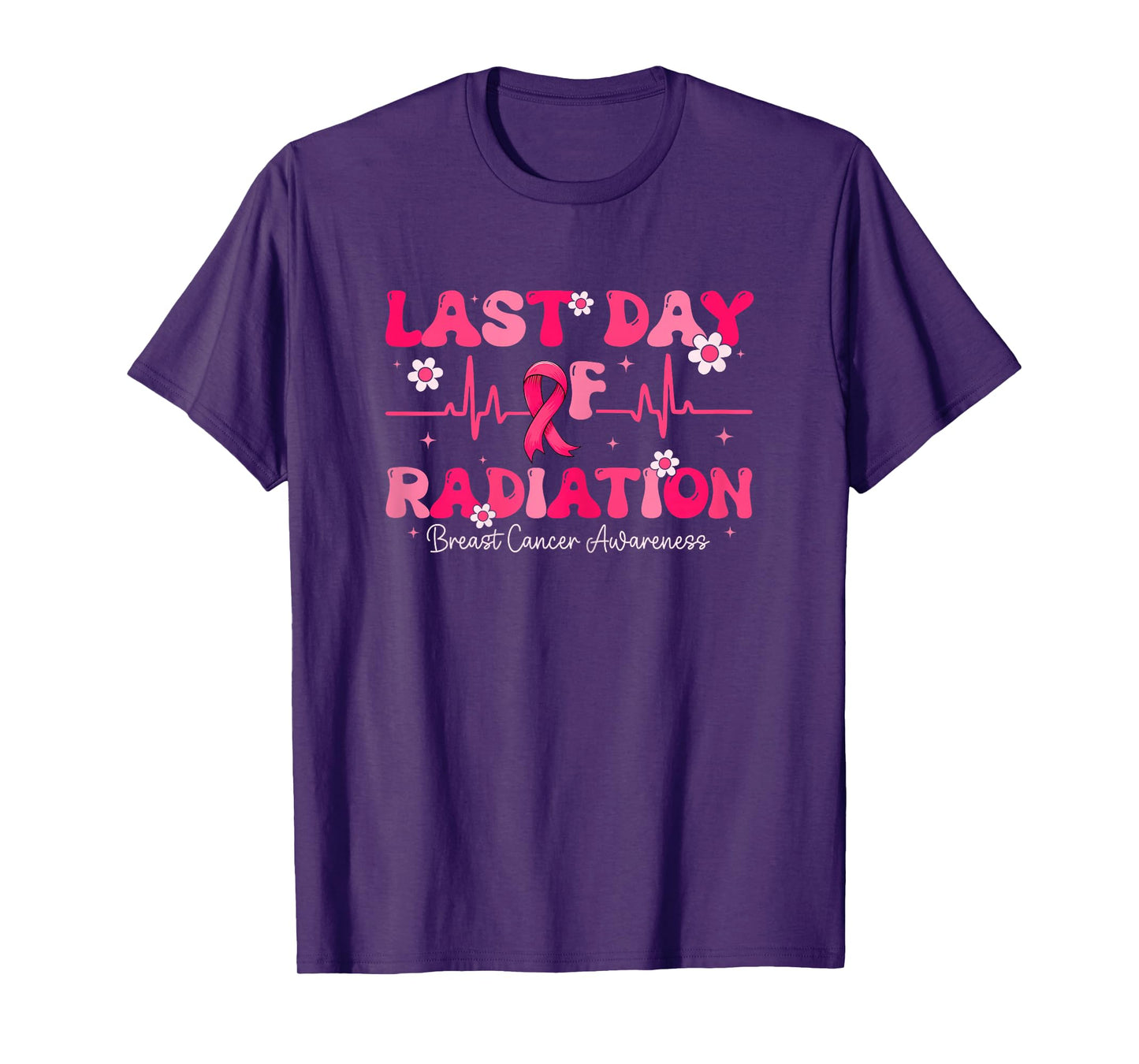 Last Day Of Radiation Heartbeat Breast Cancer Awareness T-Shirt