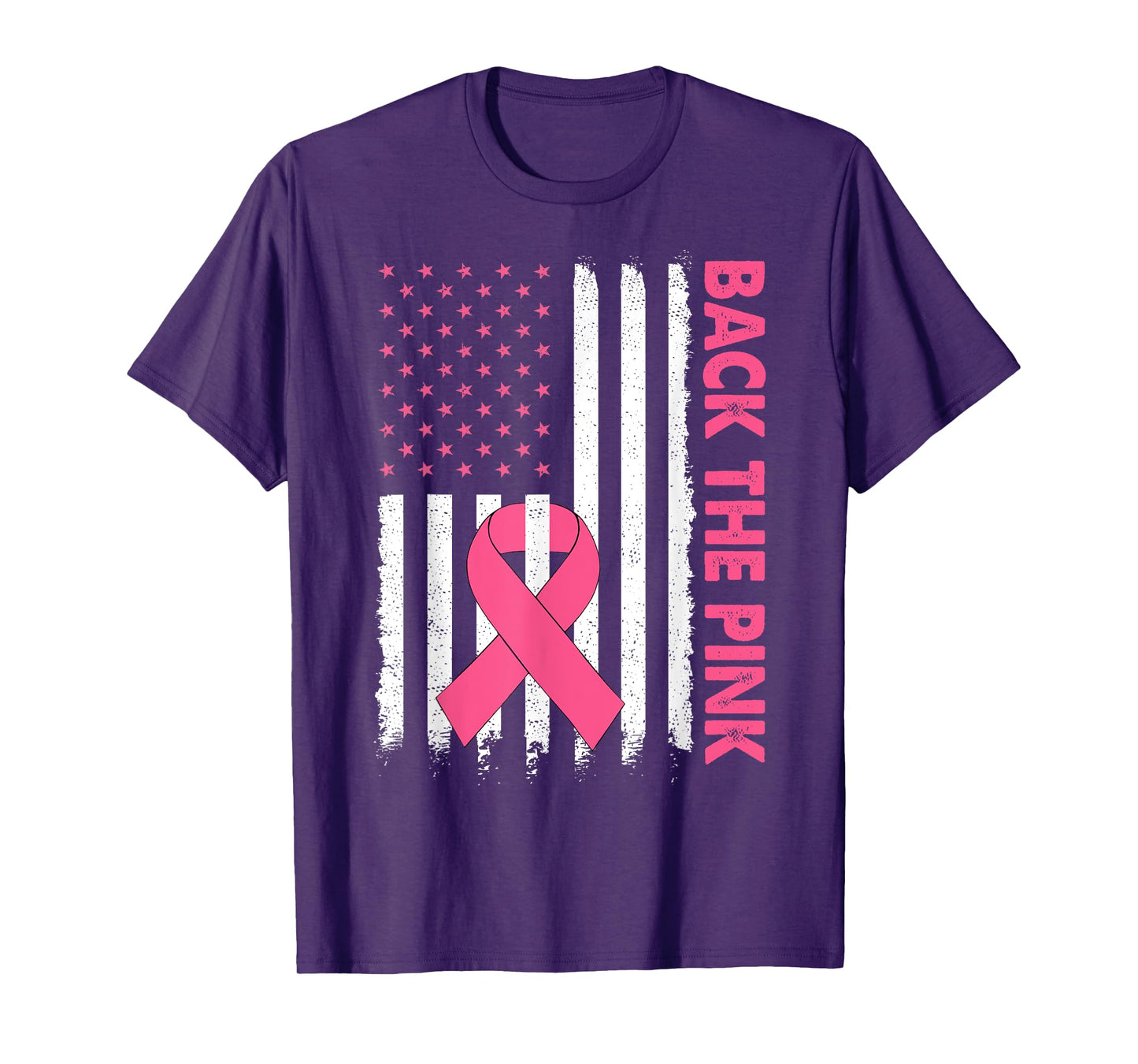 Back The Pink Breast Cancer Awareness USA Flag Women Men Kid T-Shirt
