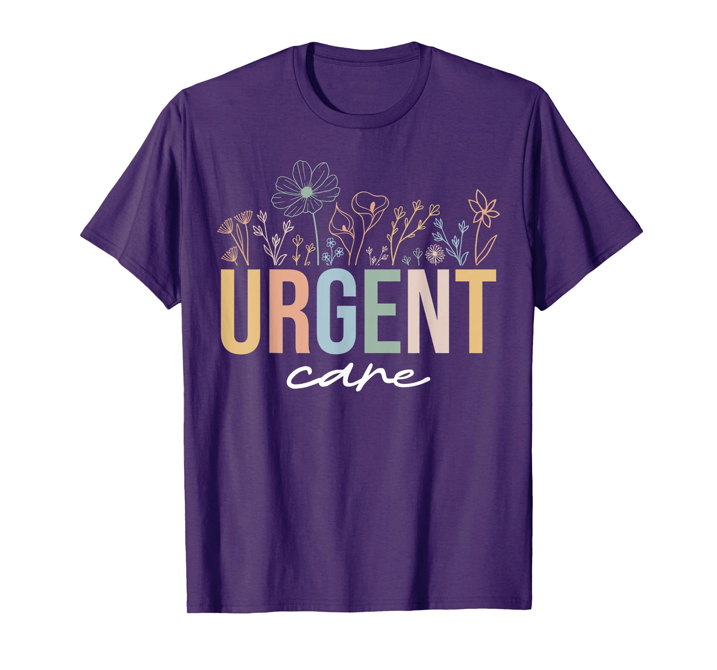 Urgent Care Department Wildflowers ICU Nurse T-Shirt - Black, Small, Short Sleeve, Unisex-Adults, Nursing, T-Shirt