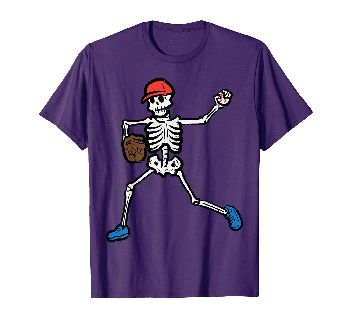 Halloween Baseball Pitcher Skeleton Costume Boys Kids Men T-Shirt