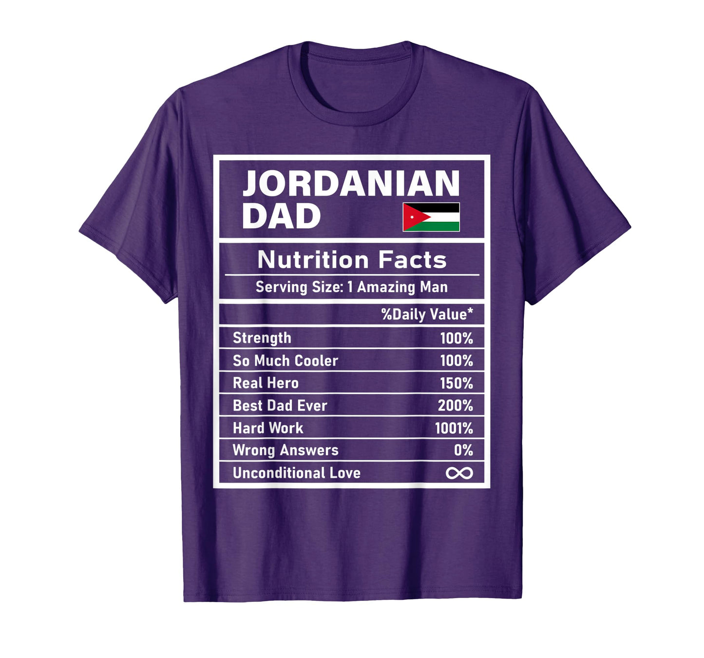 Mens Jordanian Dad Nutrition Facts Father's Day National Heritage T-Shirt