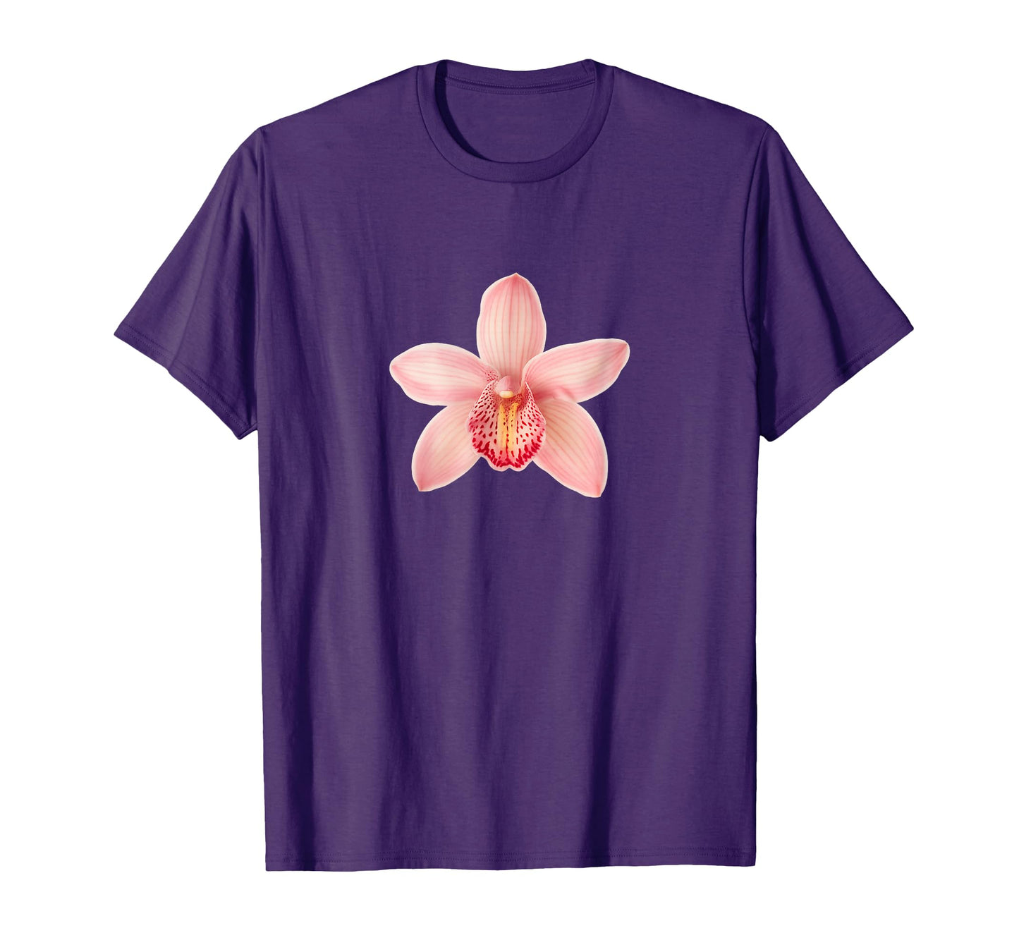 Elegant Pink Orchid Graphic Botanical Nature-Inspired Flower T-Shirt