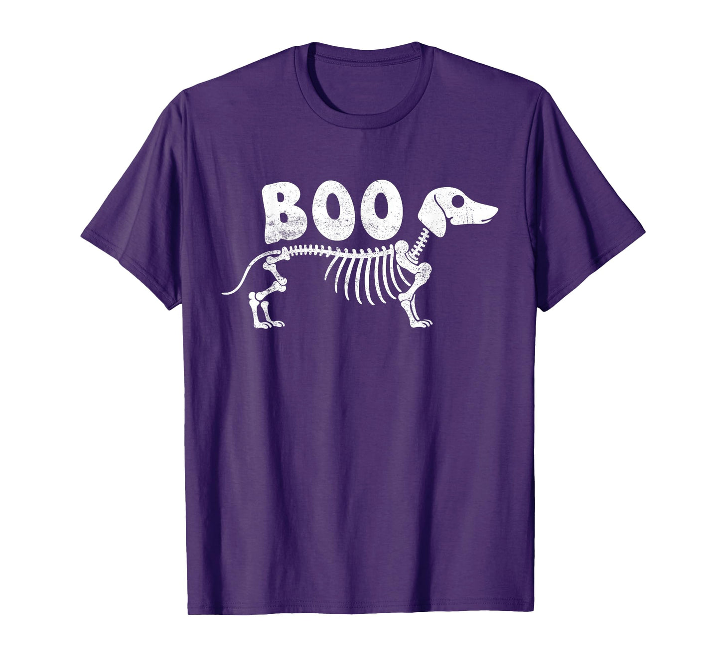 Dachshund Dog Spooky Skeleton Boo Ghost Halloween T-Shirt