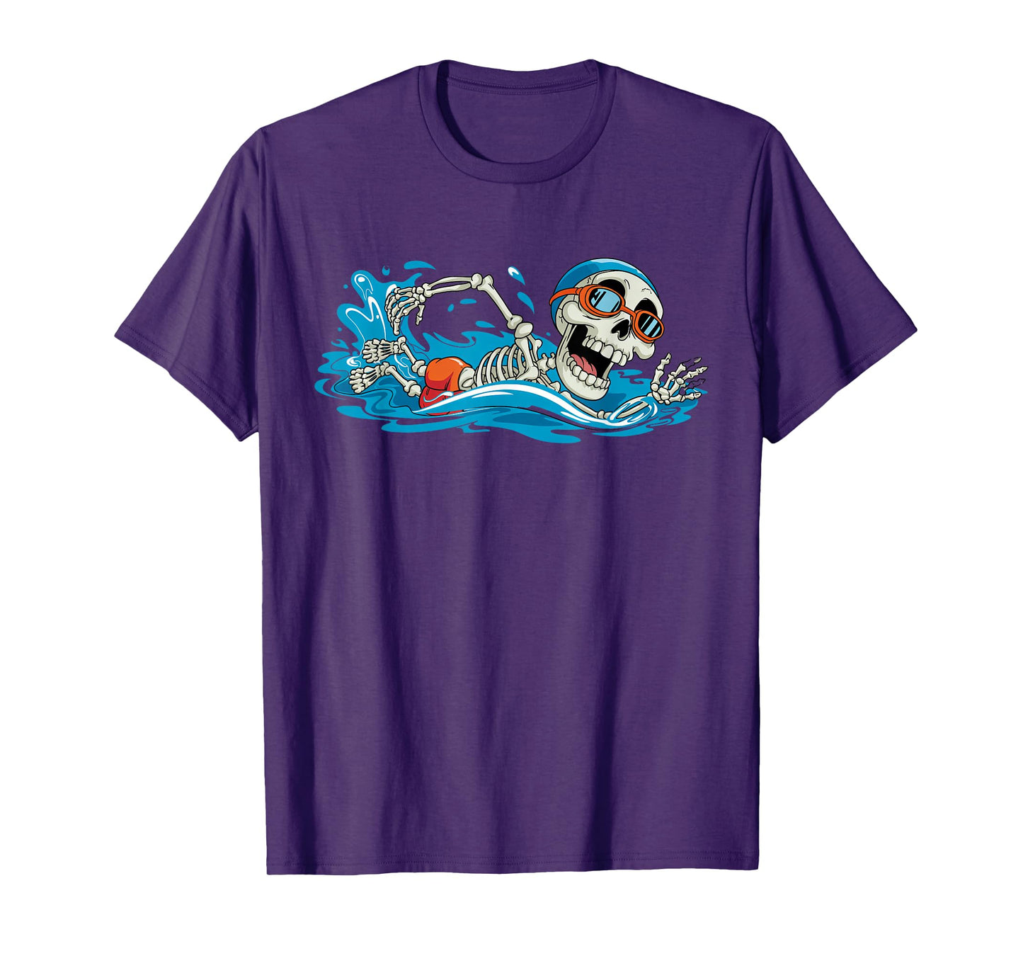 Skeleton Swimming Kids Boys Halloween Costume Trick or Treat T-Shirt