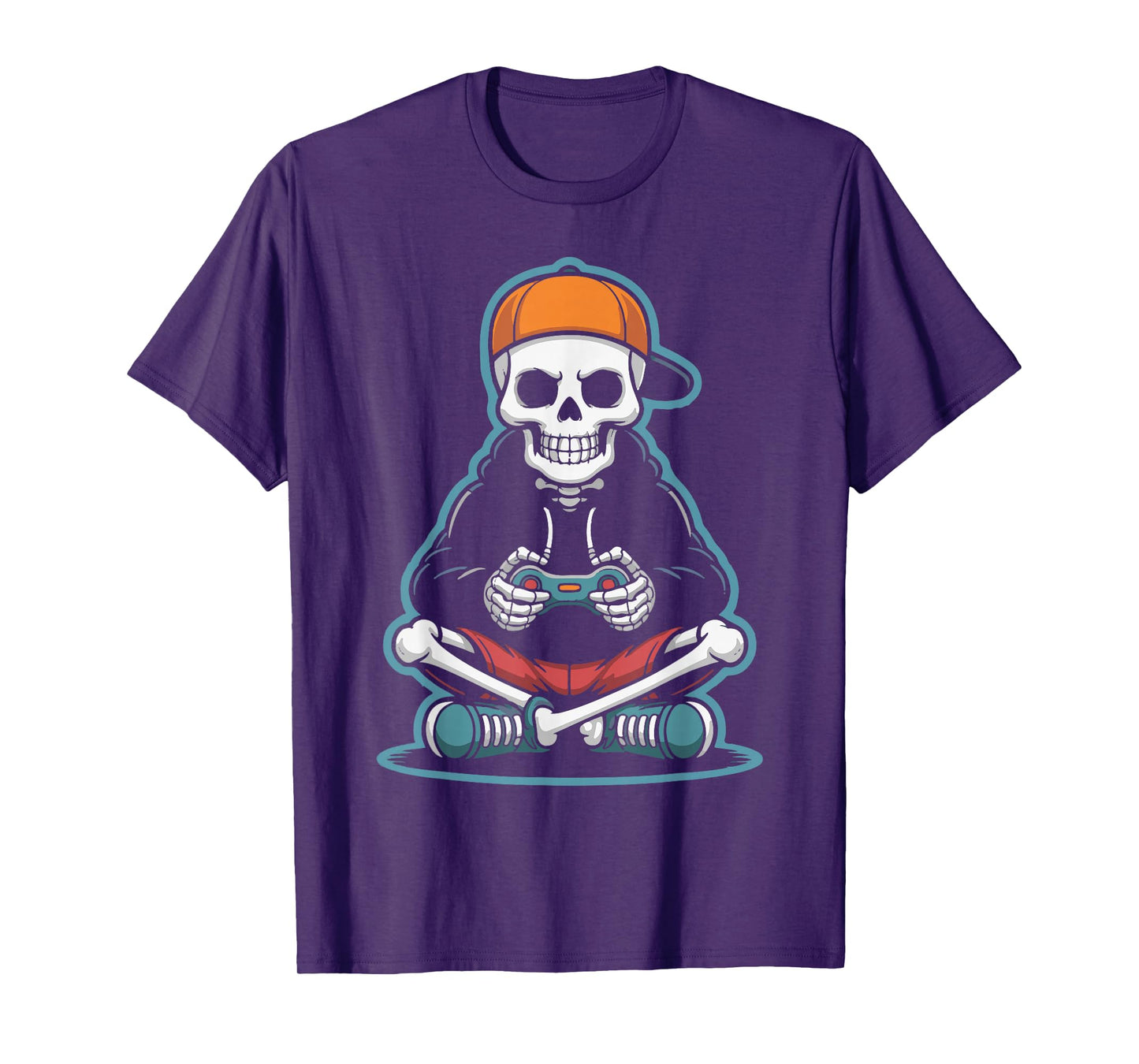 Halloween Skeleton Gaming Controller Funny Spooky Gamer Men T-Shirt