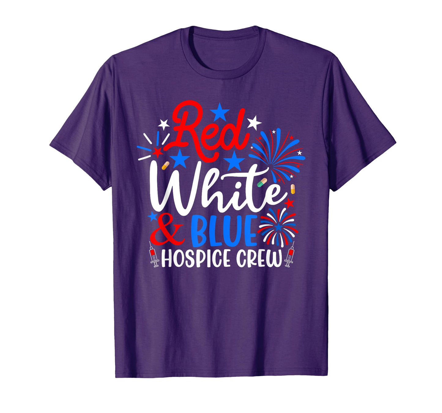 Red White And Blue Hospice Crew Funny 4th Of July Nurse T-Shirt