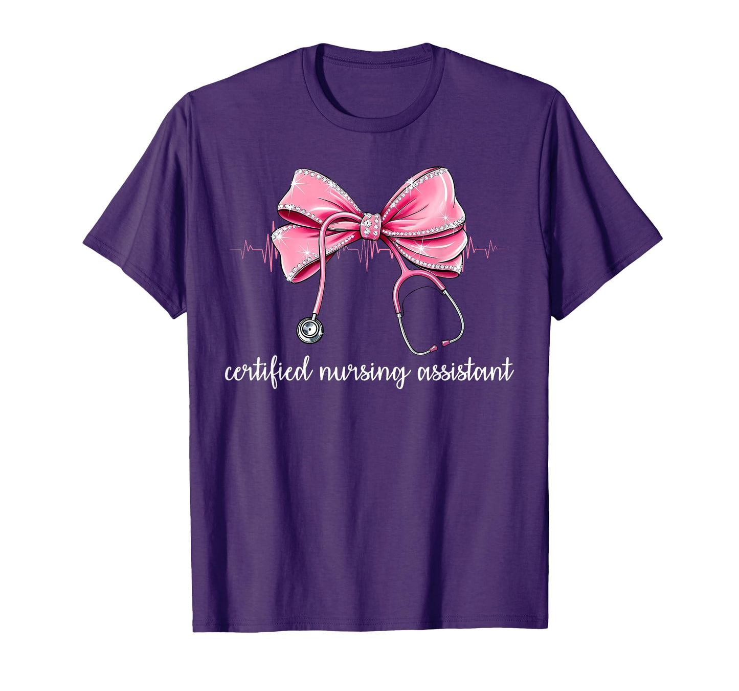 Certified Nursing Assistant CNA Stethoscope Coquette Bow T-Shirt