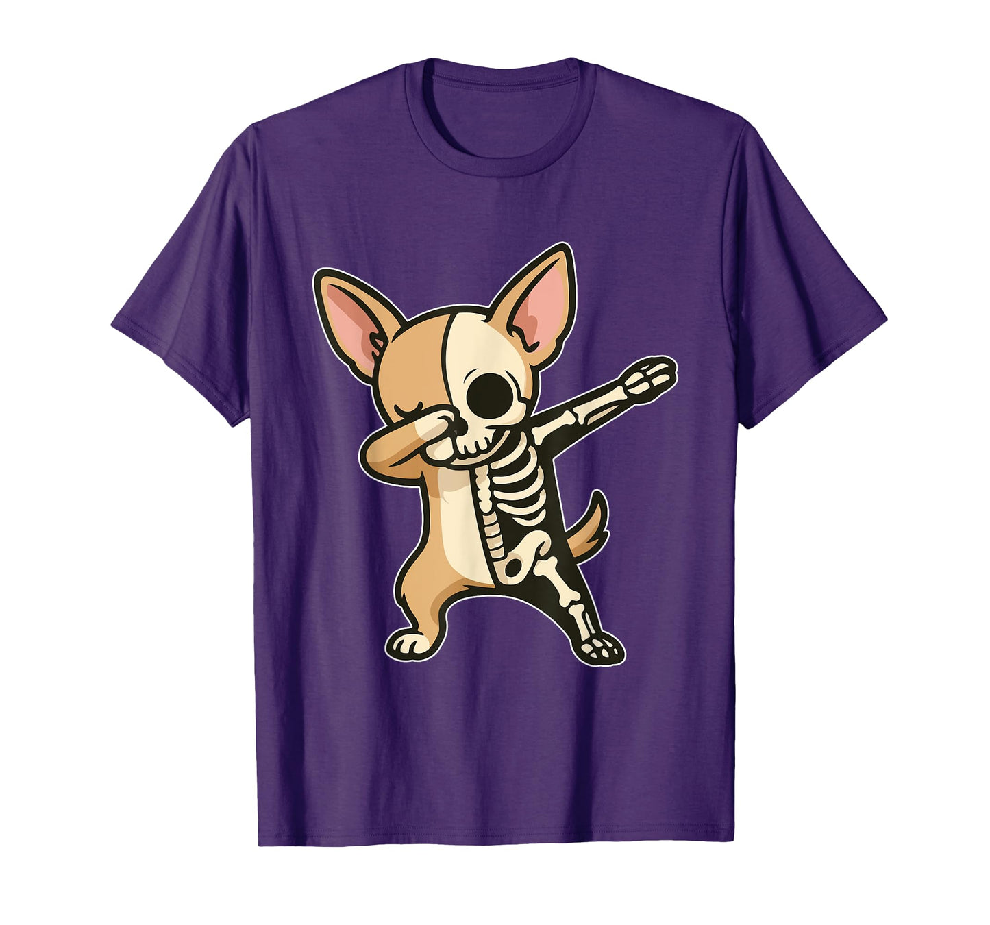 Dabbing Chihuahua Half Skeleton Halloween Costume Owner T-Shirt