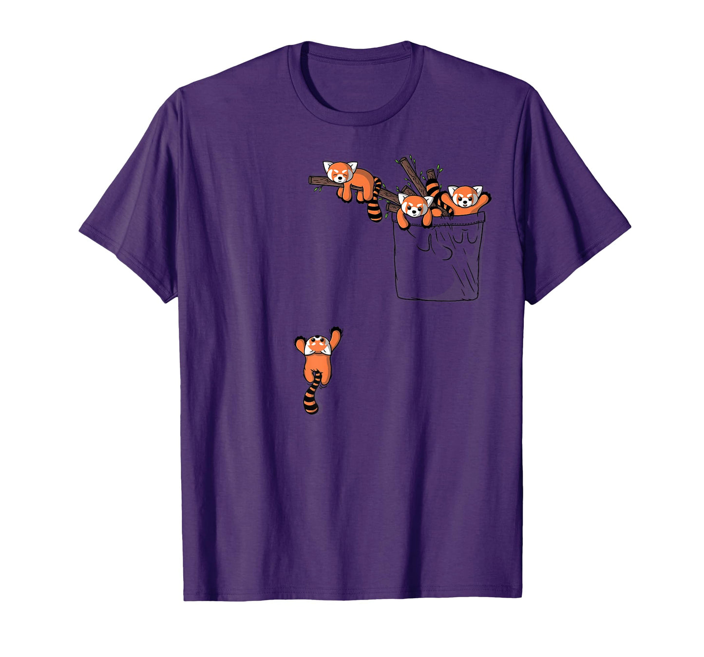 Pocket Series Cute Red Panda Bear Playing T-Shirt