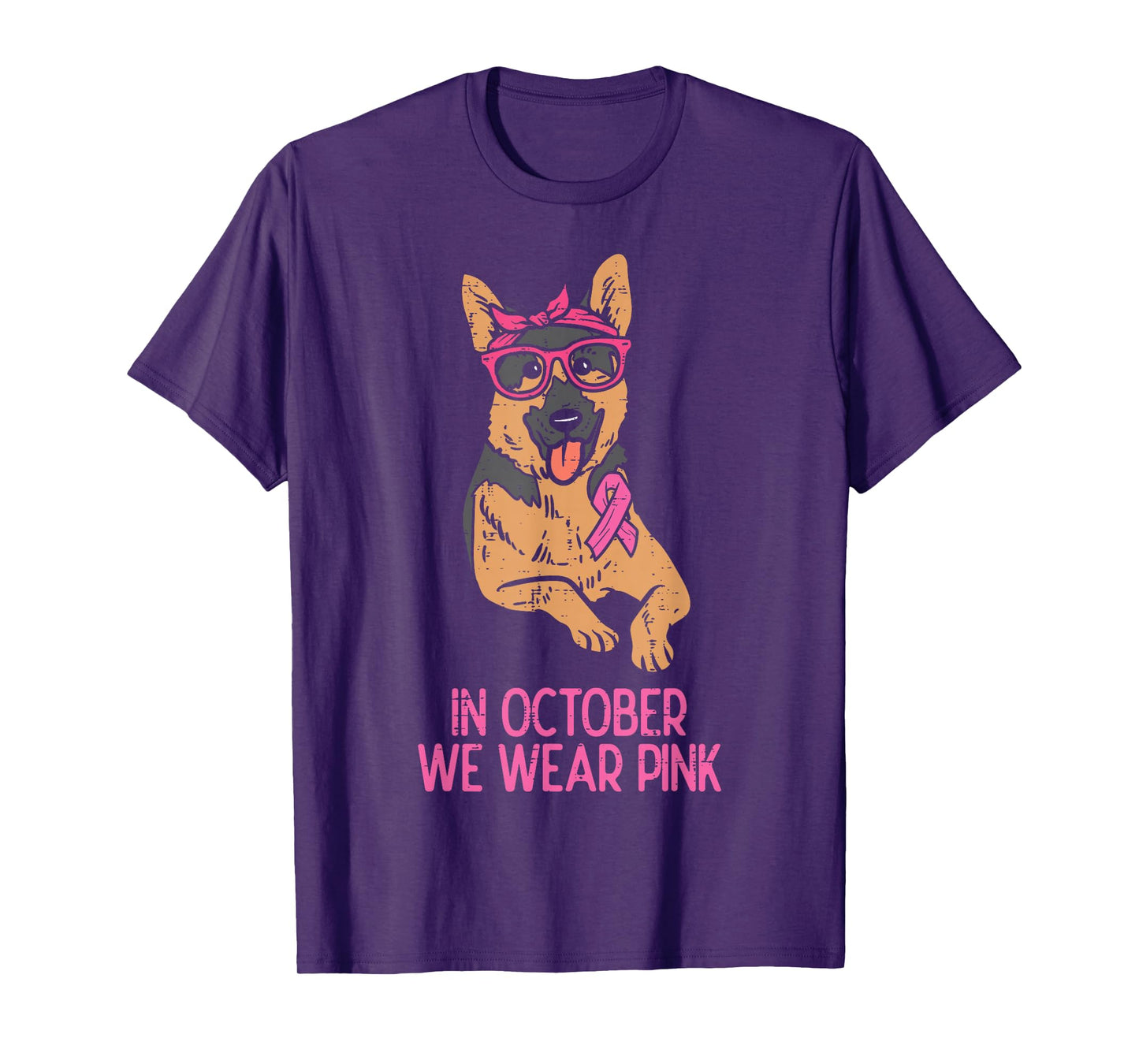 October We Wear Pink German Shepherd Breast Cancer Awareness T-Shirt