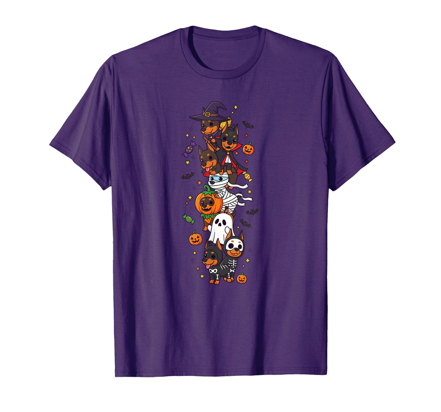 Funny Doberman Pinscher Witch Vampire Ghost Halloween T-Shirt