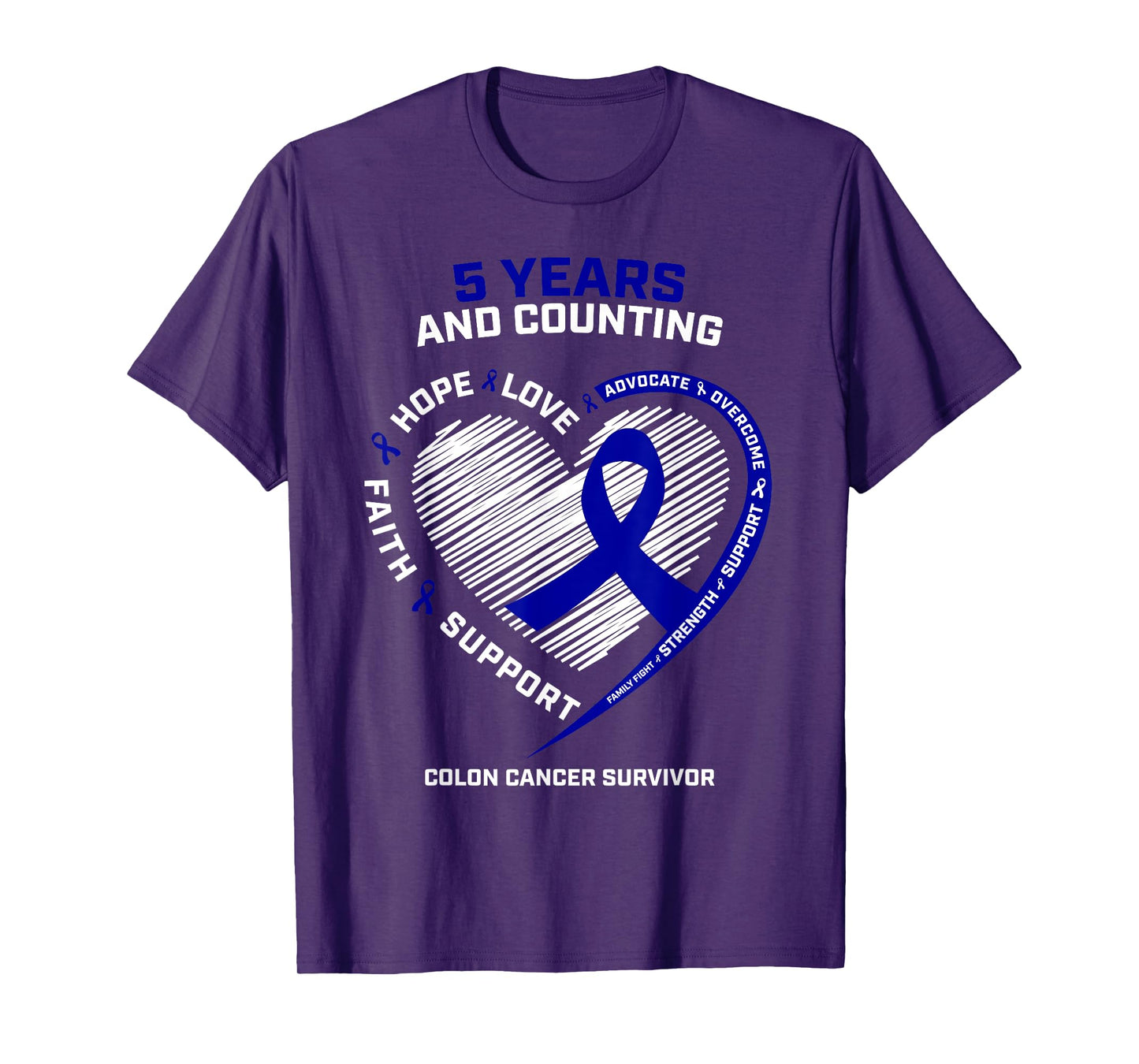 5 Years Cancer Free Colon Cancer Survivor Gifts Women Men T-Shirt