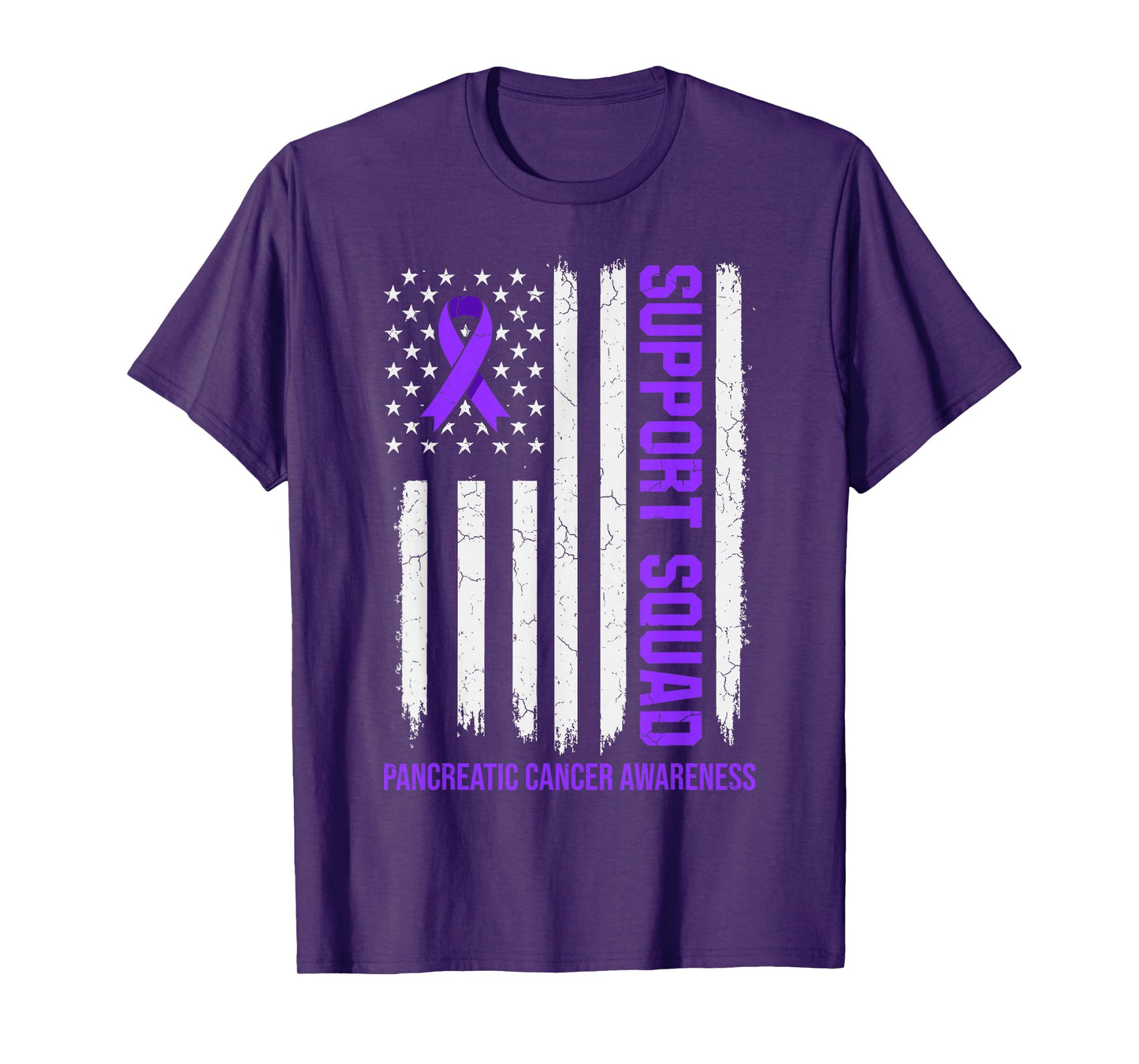 Support Squad USA Flag Pancreatic Cancer Month Awareness T-Shirt