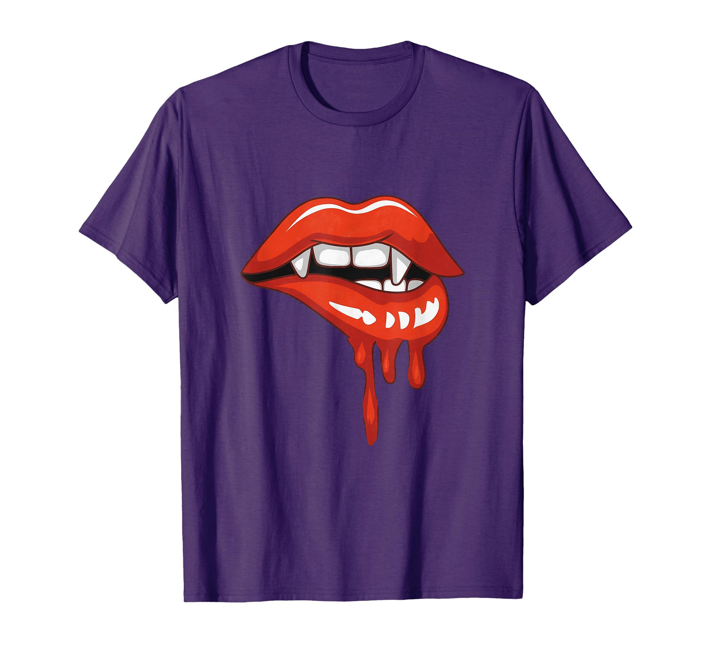 Red Lips Vampire Fangs Teeth Bite Dracula Halloween T-Shirt
