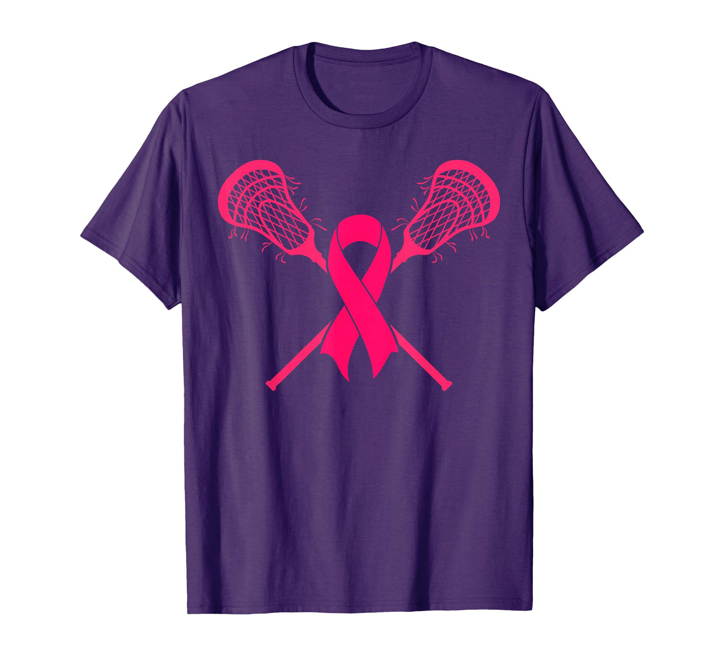 Pink Lacrosse Sticks Ribbon Breast Cancer Awareness Player T-Shirt