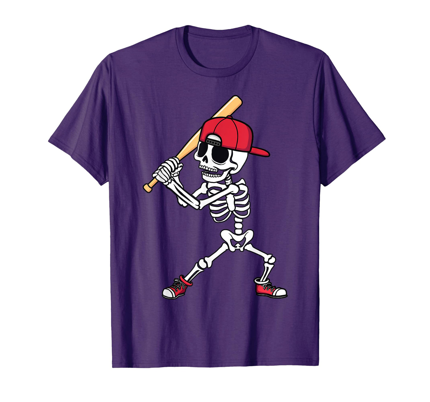 Baseball Skeleton Halloween Funny Baseball Player Men Boys T-Shirt