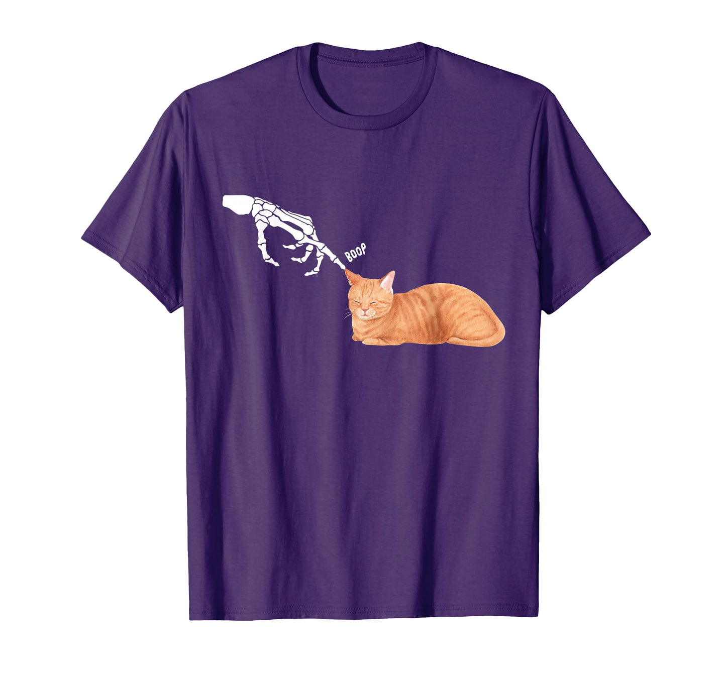 Cute Orange Cat Halloween Hand Skeleton Spooky Season Boop T-Shirt