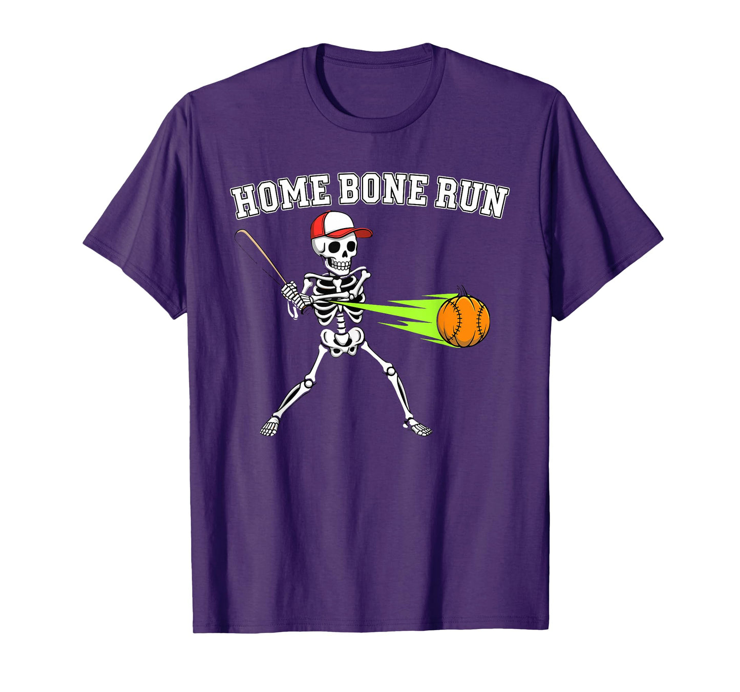 Home Bone Run Skeleton Baseball Pumpkin Halloween T-Shirt