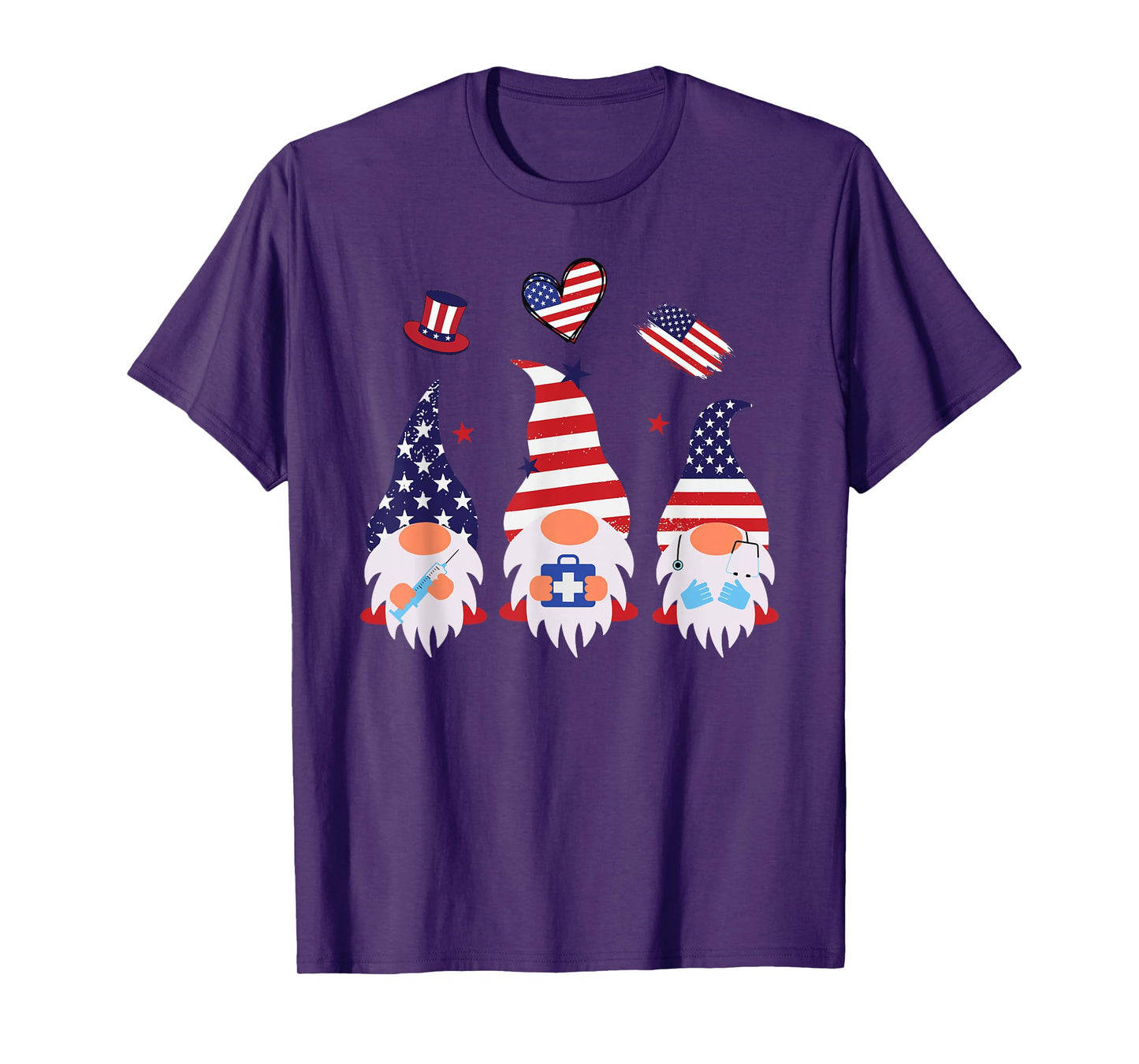 American Gnomes Nurse 4th Of July Scrub Top Patriot Women T-Shirt