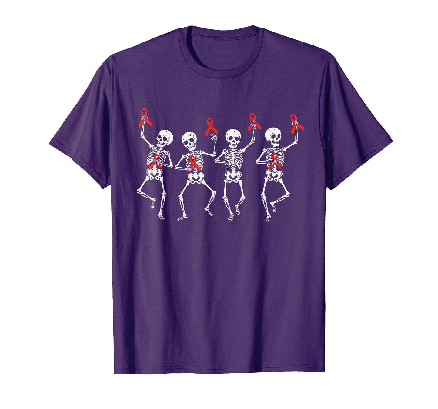 Blood Cancer Awareness Skeleton Ribbon Red Boy Kid Girl T-Shirt