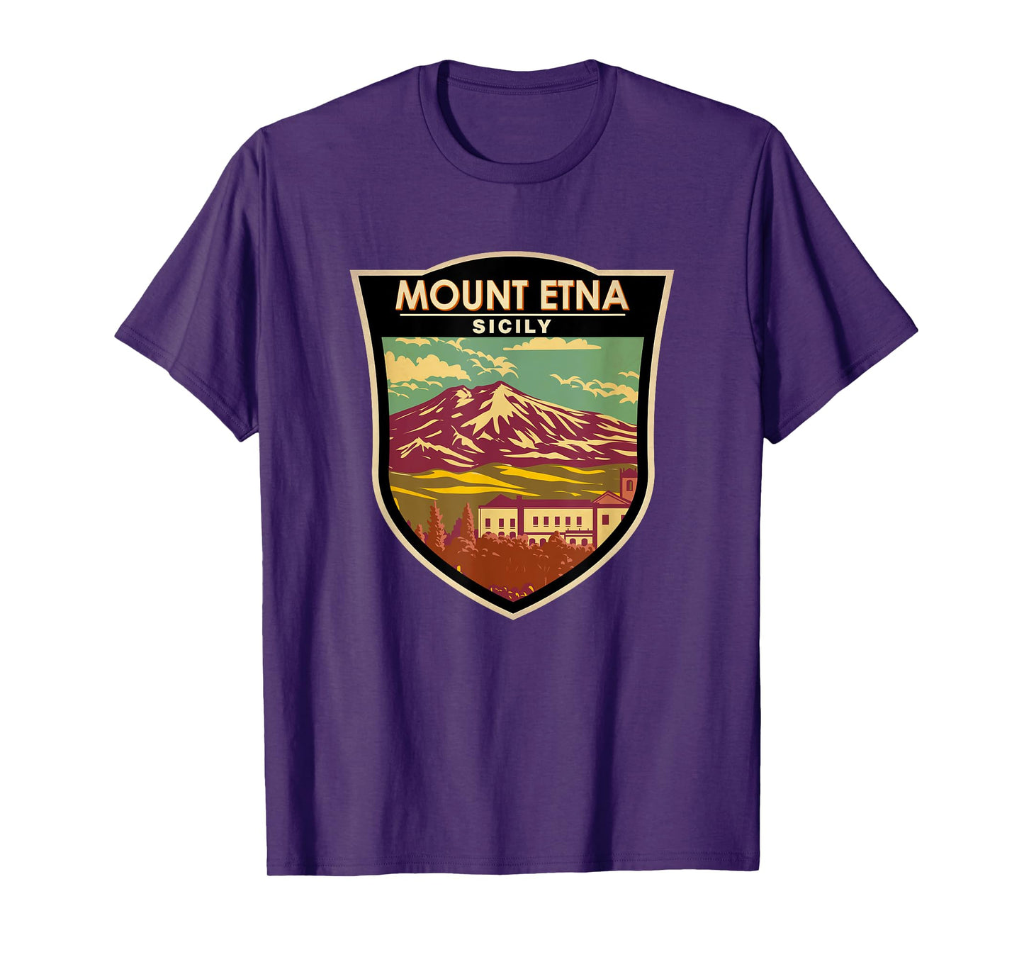 Mount Etna Sicily Landmark Badge Vintage T-Shirt