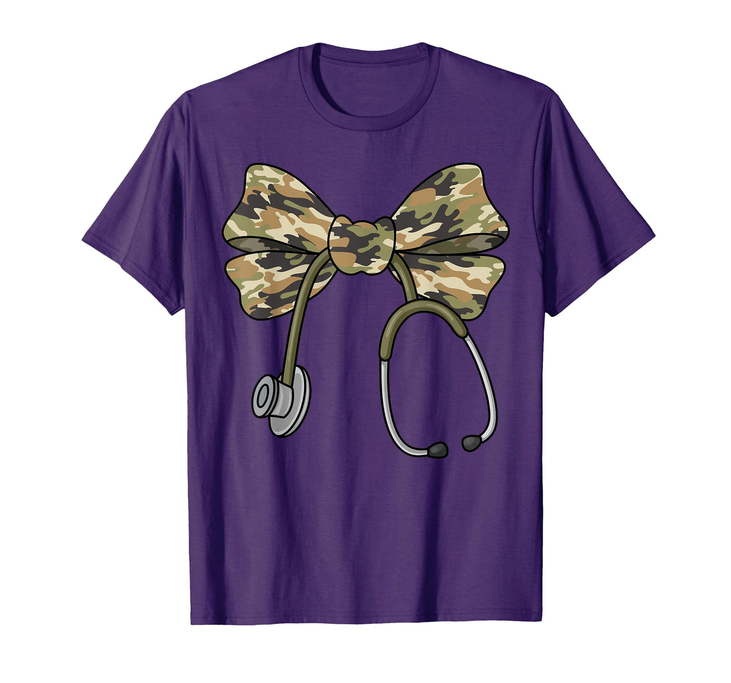 Camo Coquette Nurse Stethoscope Bow Camouflage Nurse T-Shirt
