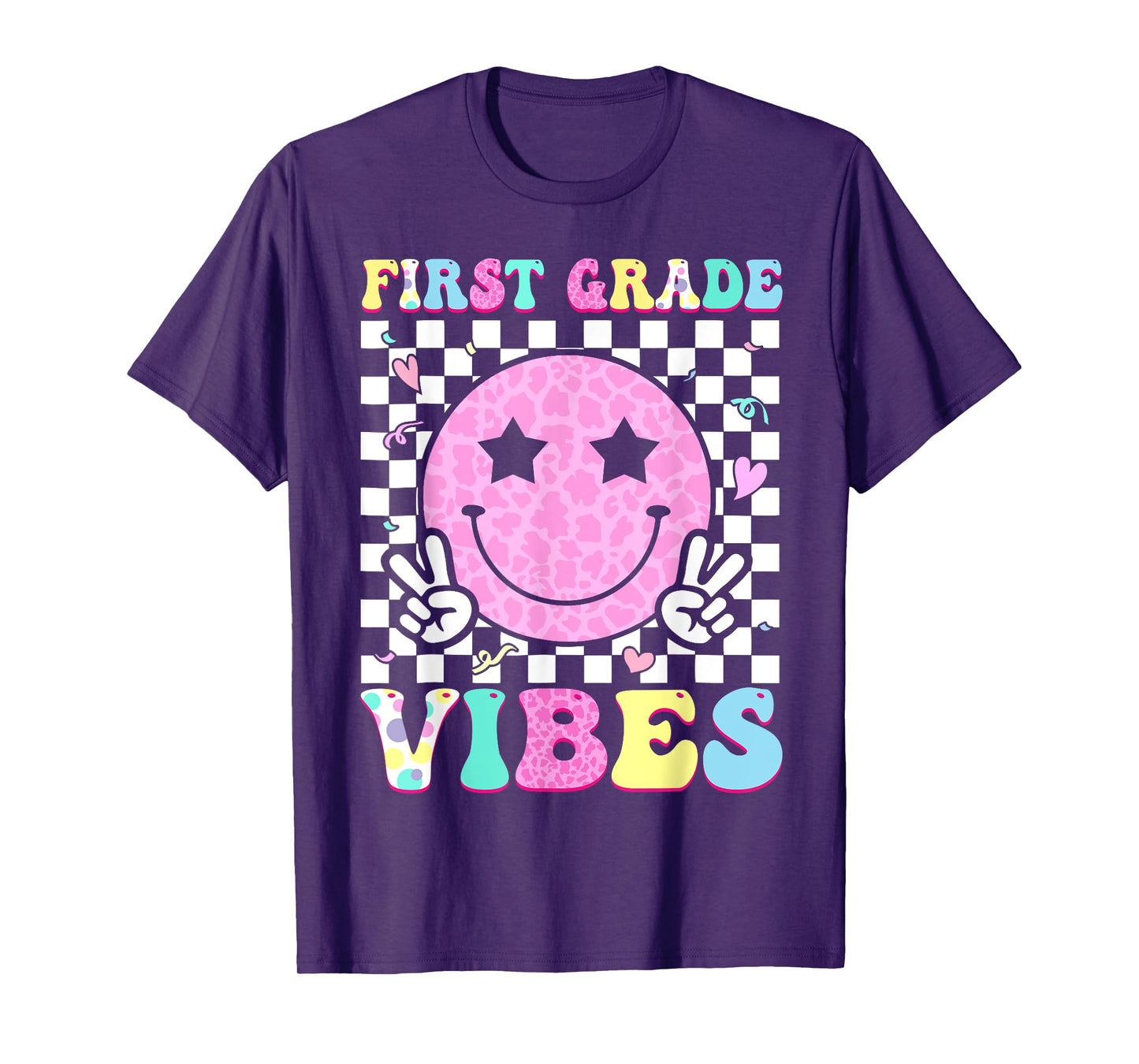 First Grade Vibes Groovy Back to School 1st Grade Girls Kids T-Shirt