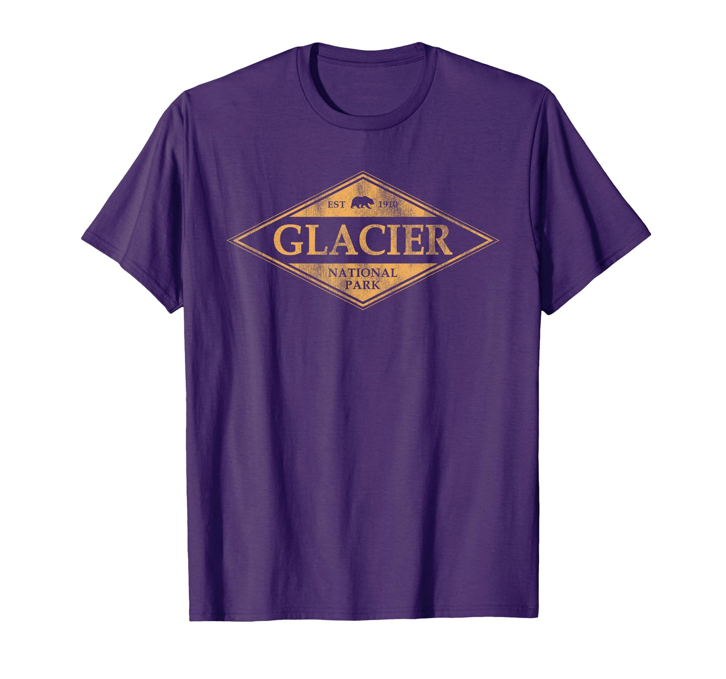 Retro Glacier National Park Montana Women Men Kids Hiking T-Shirt