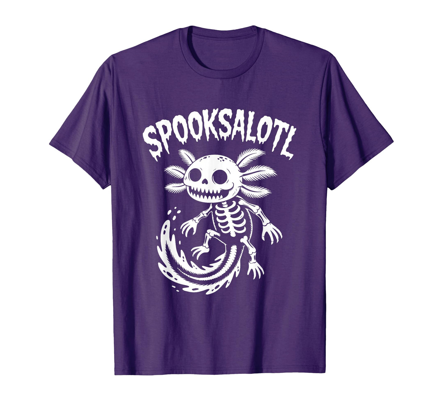 Spooksalotl Cute Pink Axolotl Skeleton Halloween T-Shirt