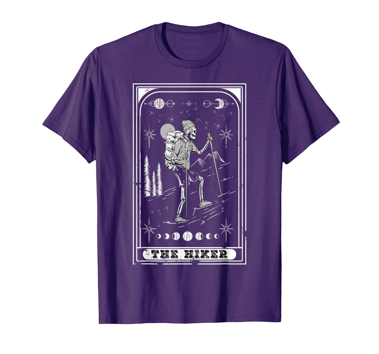 The Hiker Goth Skeleton Tarot Card Nature hiking T-Shirt